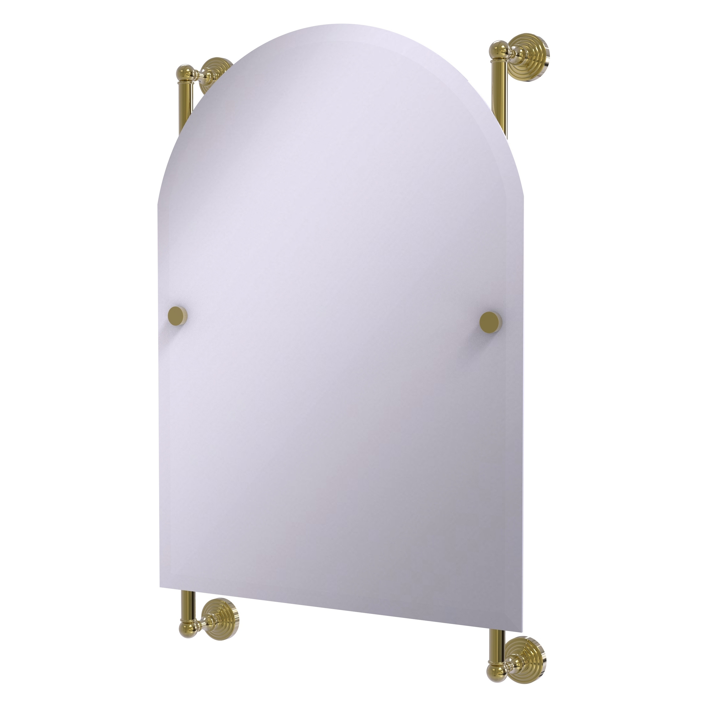 Allied Brass WP-27-94-UNL Waverly Place 21-Inches x 32-Inches Beveled Frameless Arch Bathroom Vanity Mirror ( Unlacquered Brass )