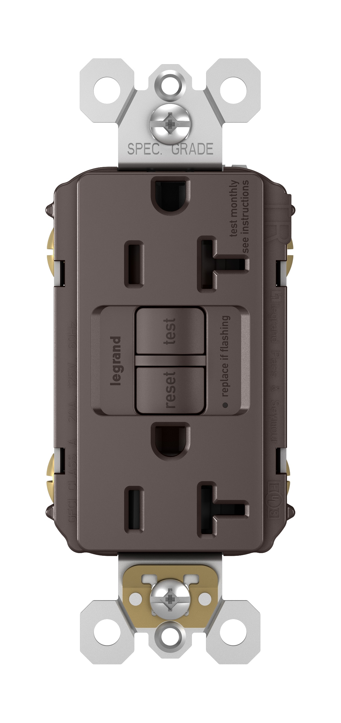 Legrand 2097TRCC4 radiant 20-Amp 125-volt Tamper Resistant GFCI Residential/Commercial Decorator Outlet with Wall Plate, Brown