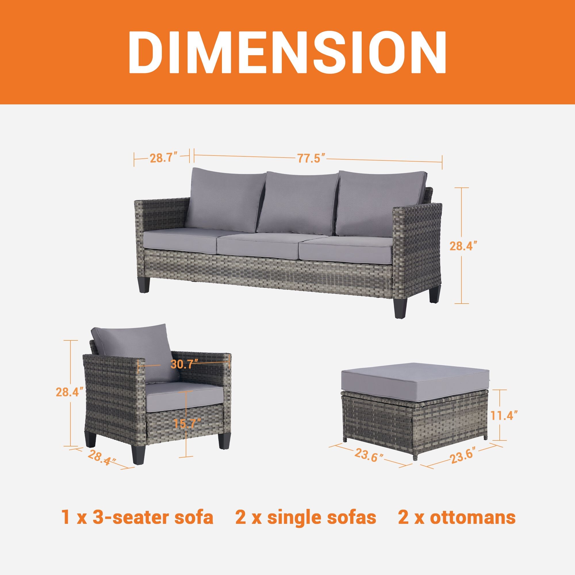 SANSTAR L-WS8933LY Patio-Conversation-Sets - View #2