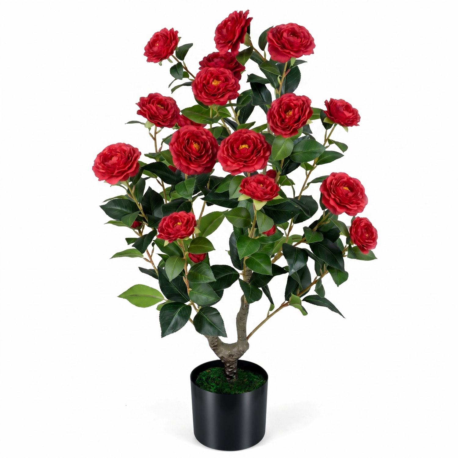 35.5-in Red Indoor/Outdoor Floor Camellia Artificial Plant