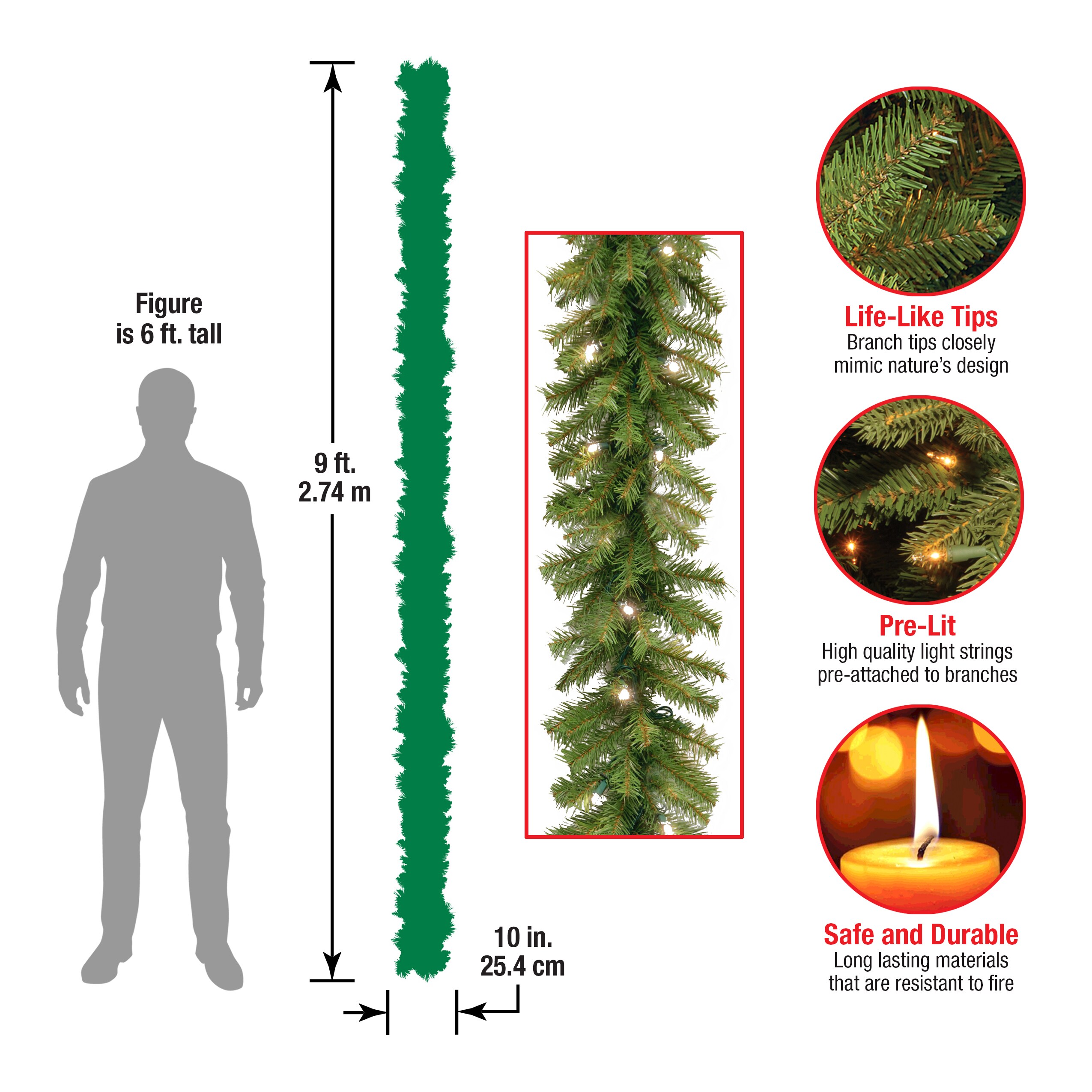 National Tree Company NF3-300T-9A-S Artificial-Christmas-Garland - View #5