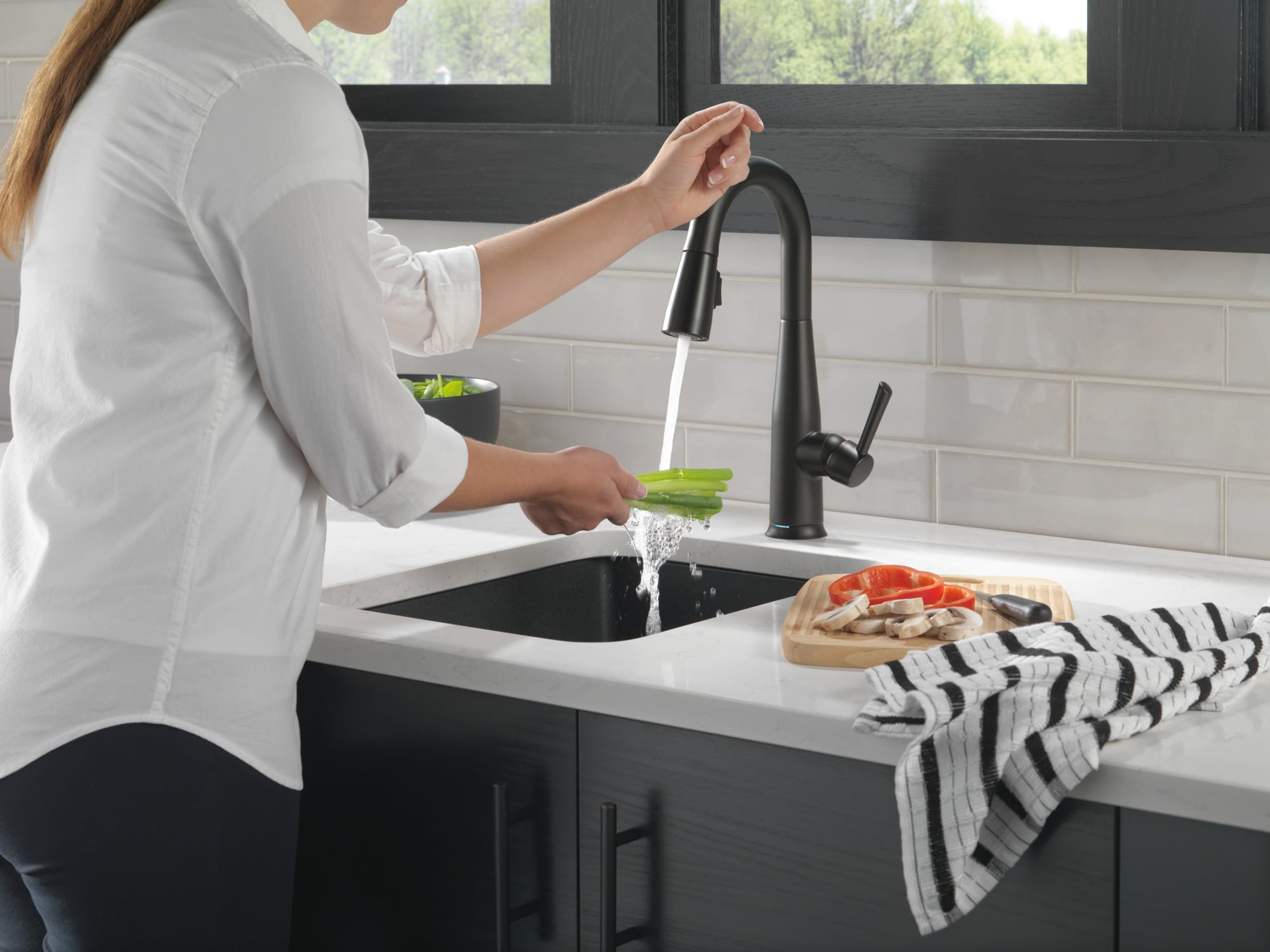 Delta Essa Touch2O Matte Black Single Handle Touch-on Bar and Prep ...