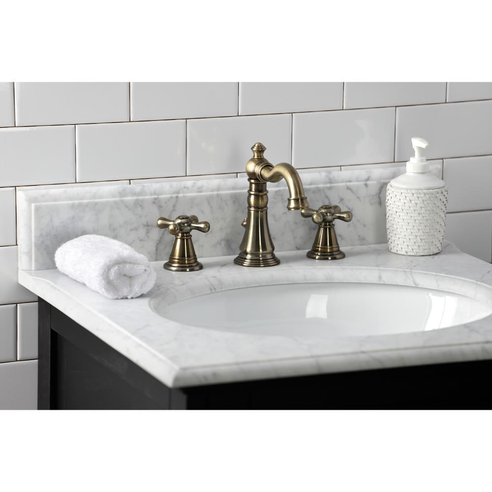 Kingston Brass American Classic Antique Brass Widespread 2-handle Bathroom  Sink Faucet with Drain in the Bathroom Sink Faucets department at