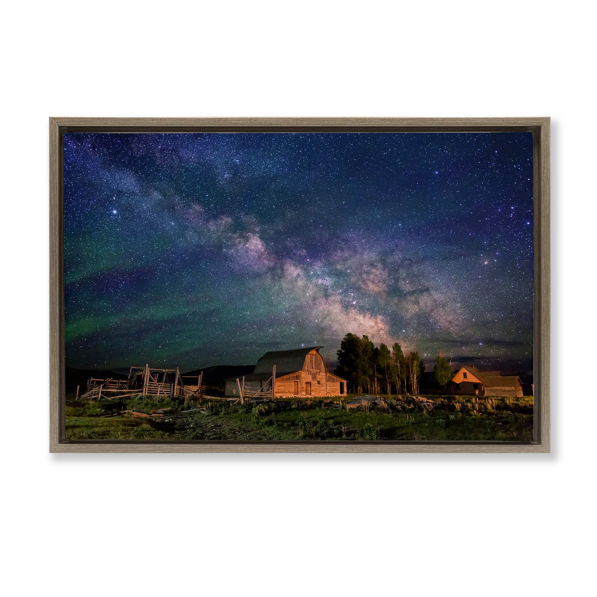 Stupell Industries BT-342-FFE-20X30 Nebula Sky over Farm Scene Floating Frame design by Royce Bair