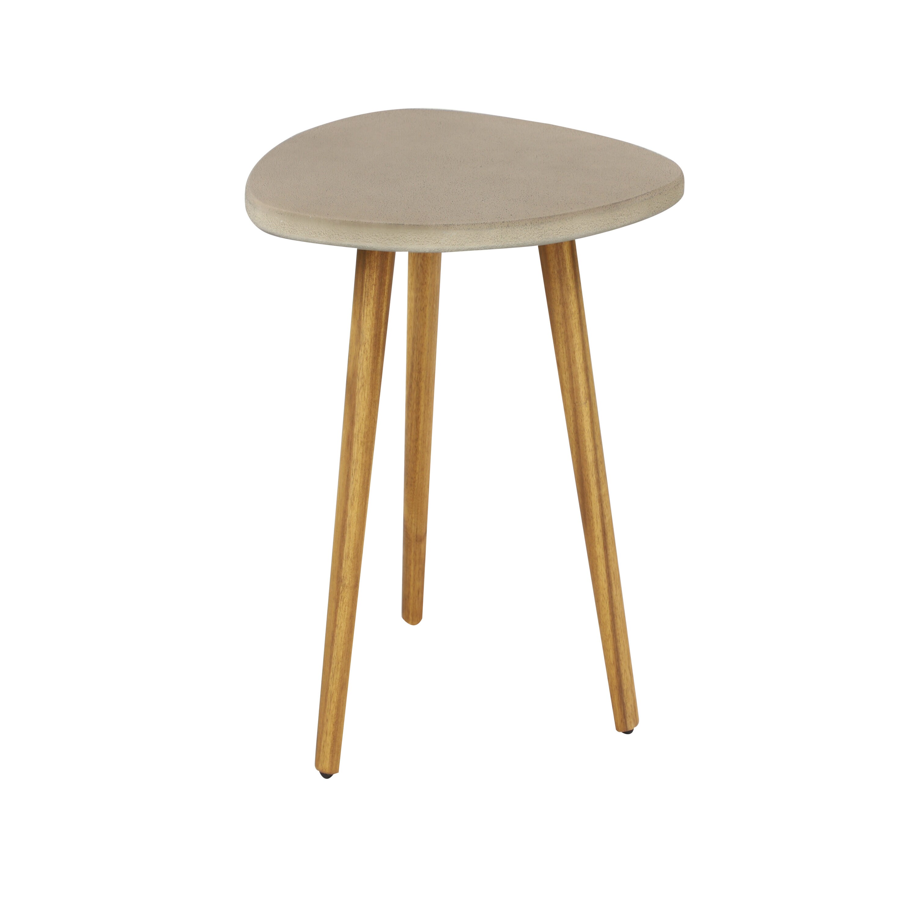Gray Triangle Acacia Wood Outdoor Accent Table