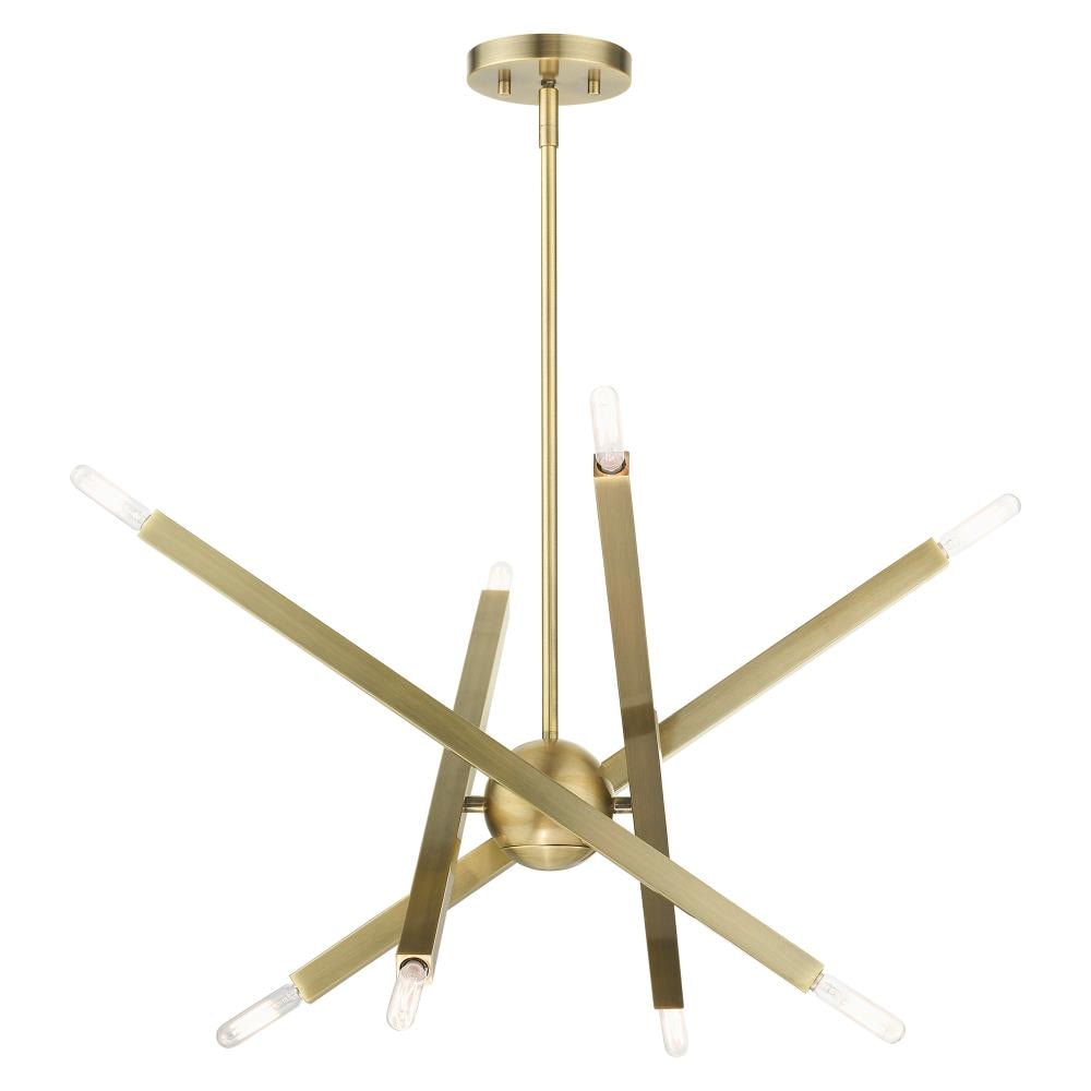 Livex Lighting 46985-01 Monaco 8 -Light Antique Brass Modern/contemporary For Use in Bathrooms, Bedrooms, Dining Rooms, Foyers, Kitchens, Living Rooms Chandelier