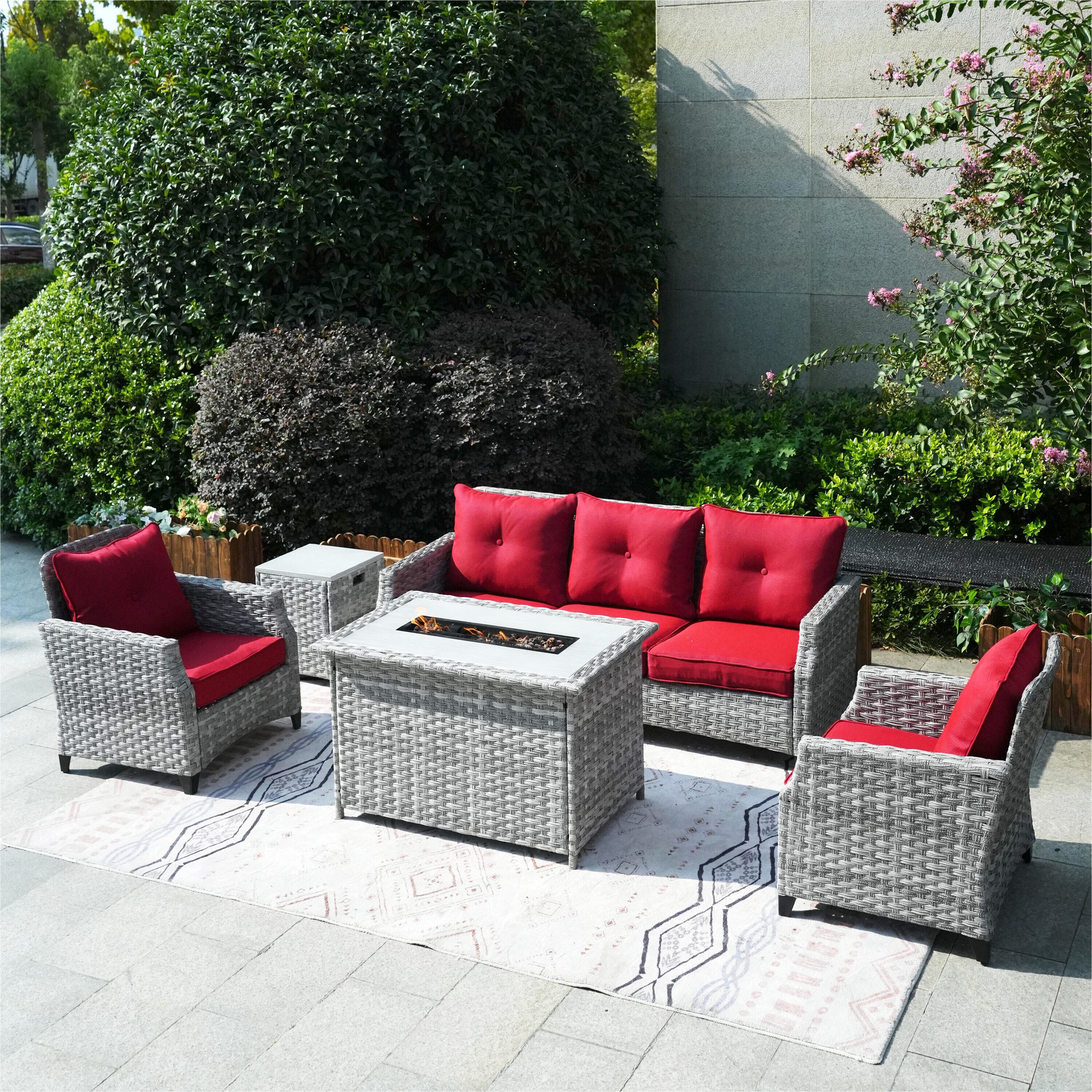 Moda Furnishings PAF-1802-H-RED Patio-Conversation-Sets - View #2