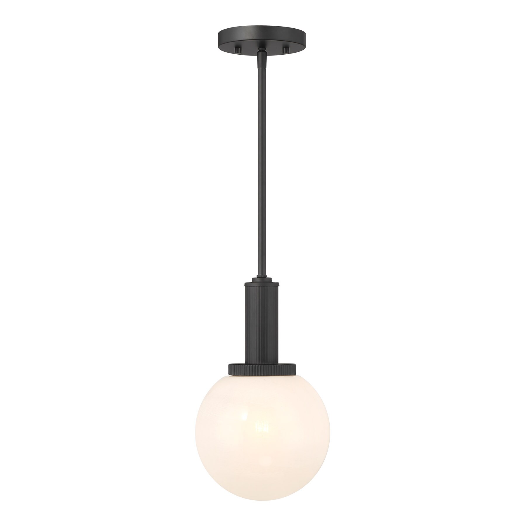 Meridian Lite Trends M7050MBK Meridian Matte Black Modern/contemporary White glass Globe Medium Hanging Pendant light