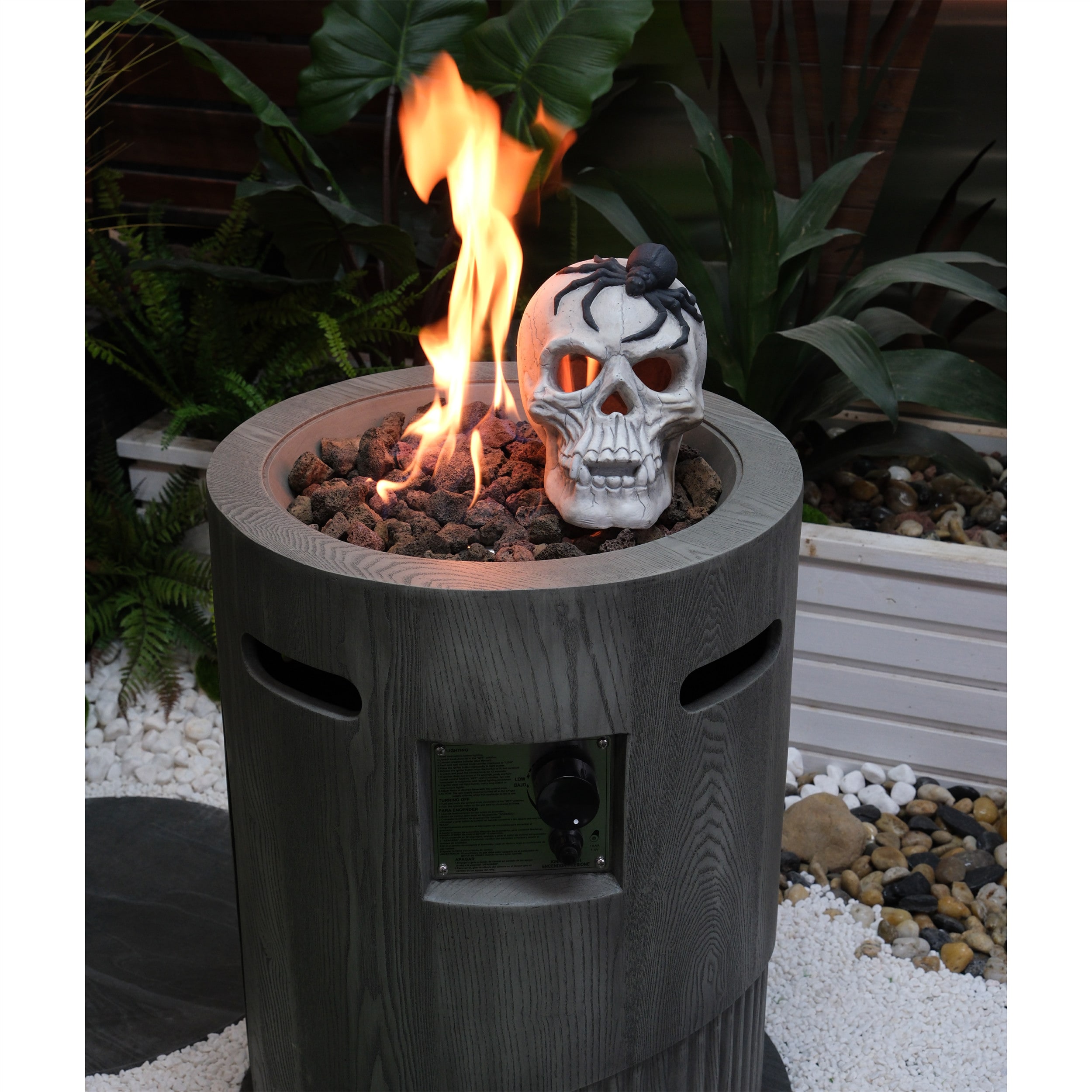 LOVMOR SF-M-W2734P194101 32000 BTU CSA Certification Diameter 20 Inch Round Outdoor Gas Fire PitContain 2.5kg Lava Stone