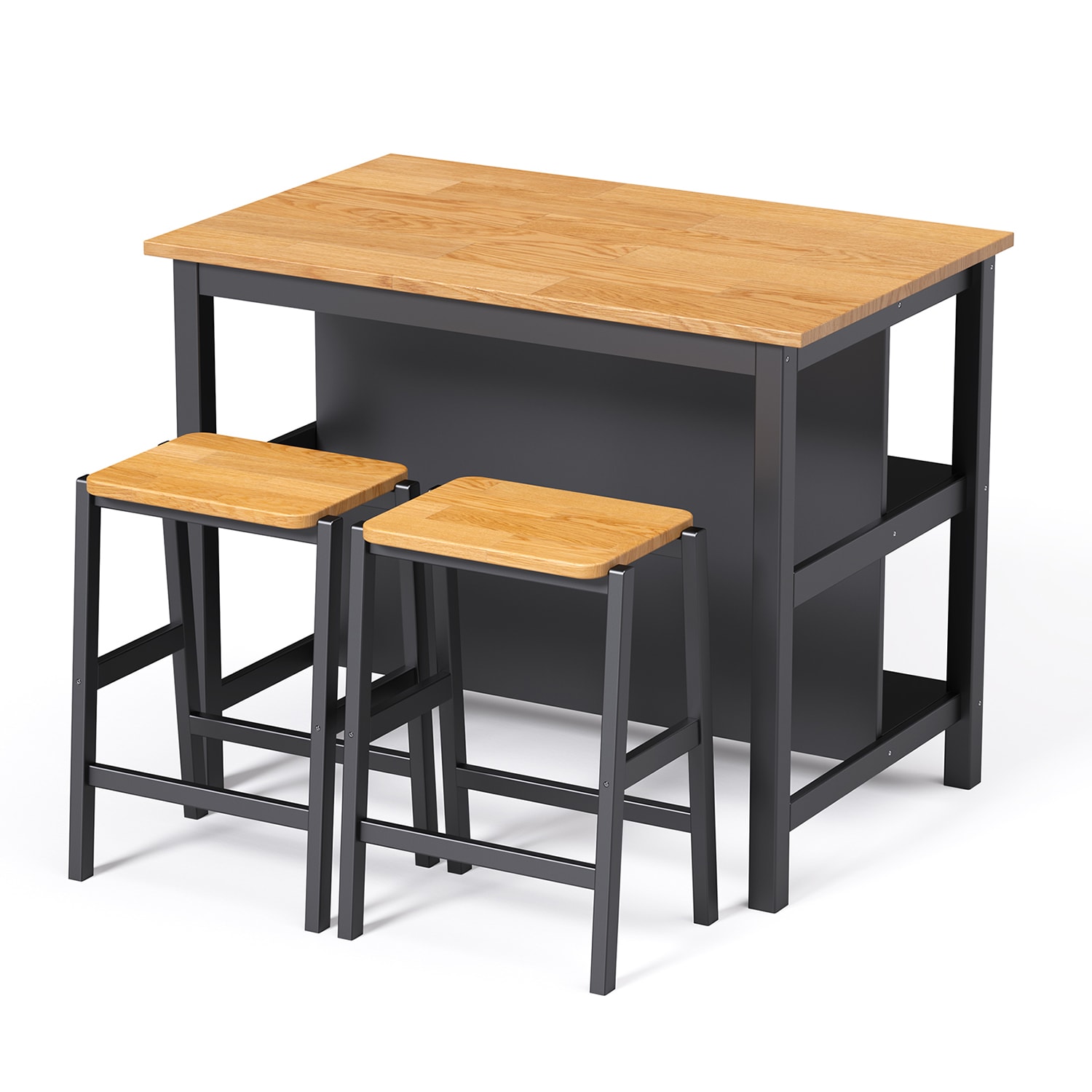 SINOFURN SYA010206BK Black Country Dining Room Set with Rectangular Table ( Seats 2 )