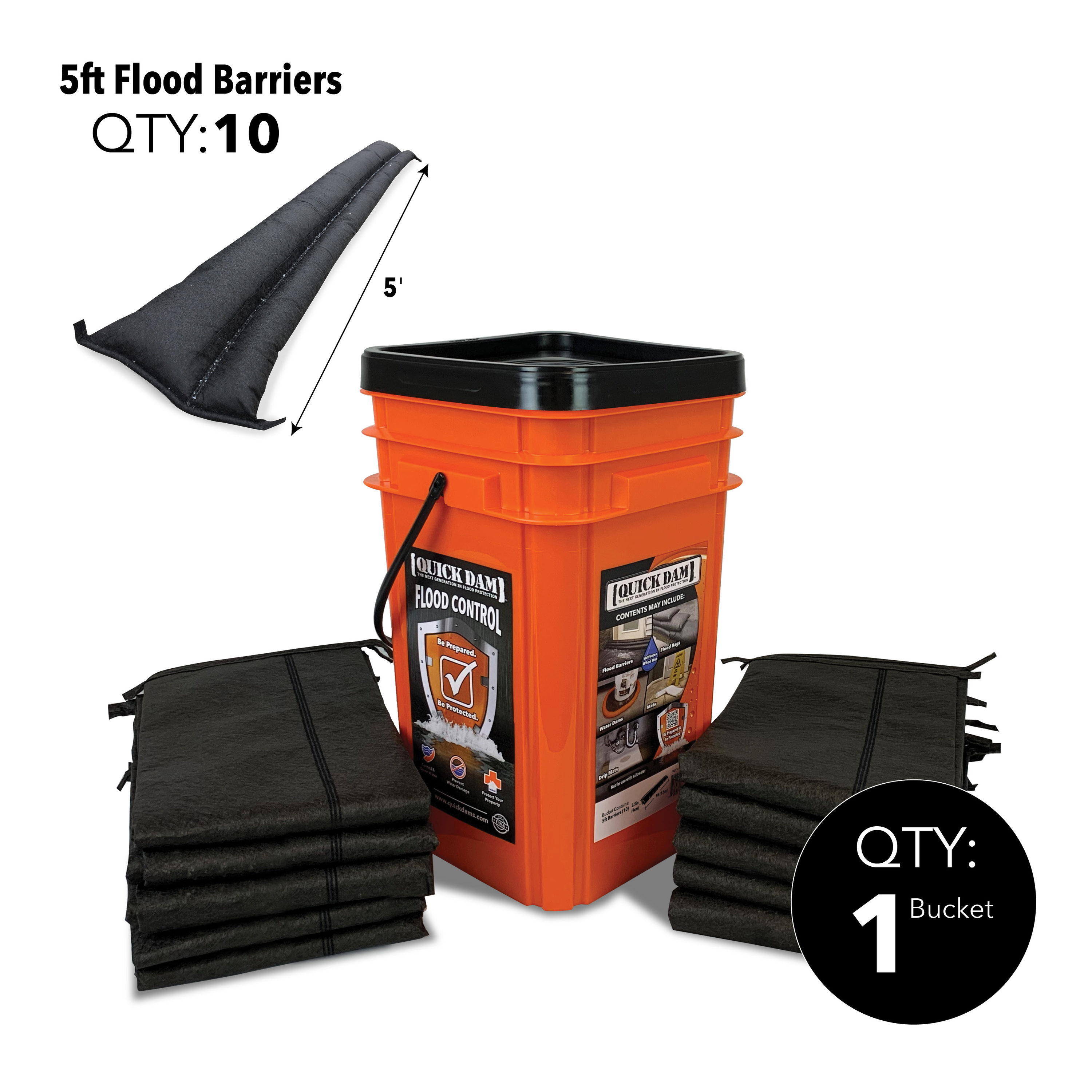 Quick Dam 10-Pack 60-in L x 6-in W Bucket Kit in the Flood Bags department  at