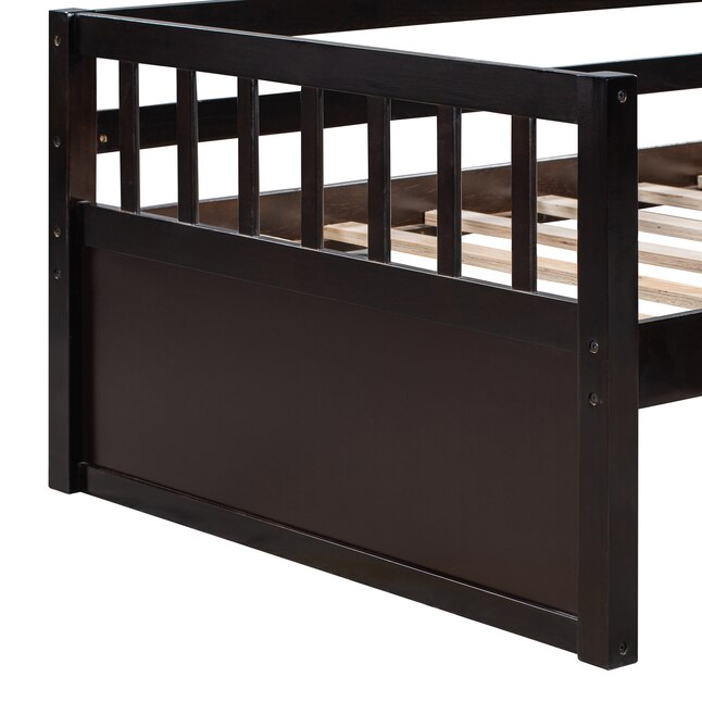 Casainc Twin Size Daybed Espresso, Twin Size Day Bed With Front Guard Rail
