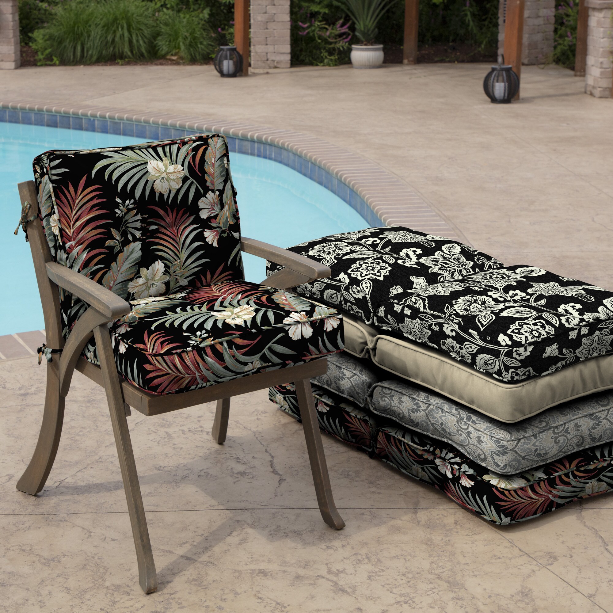 Arden Selections Outdoor Deep Seat Set Black Simone Tropical