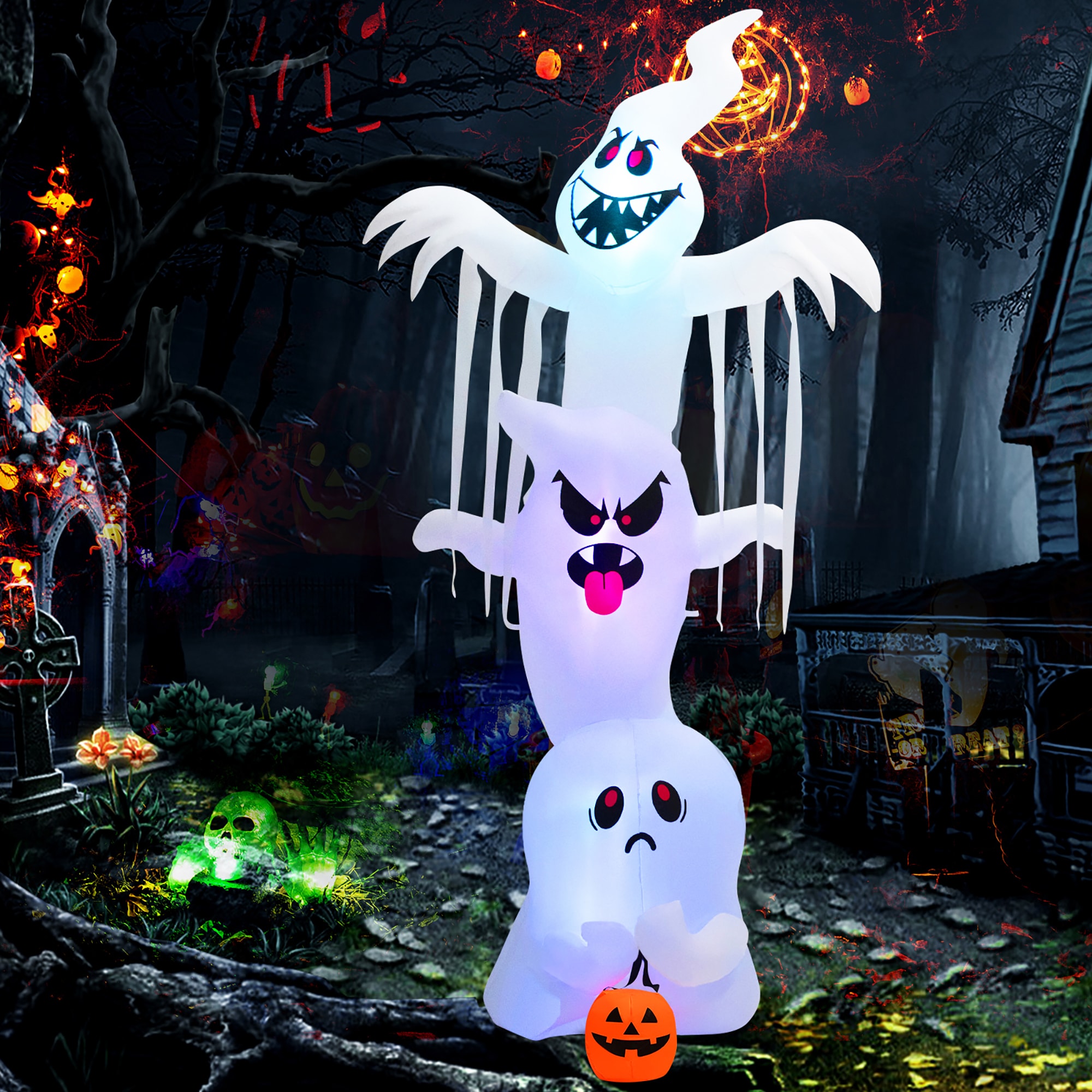 Costway 10-ft Lighted Happy Halloween Inflatable in the Outdoor ...