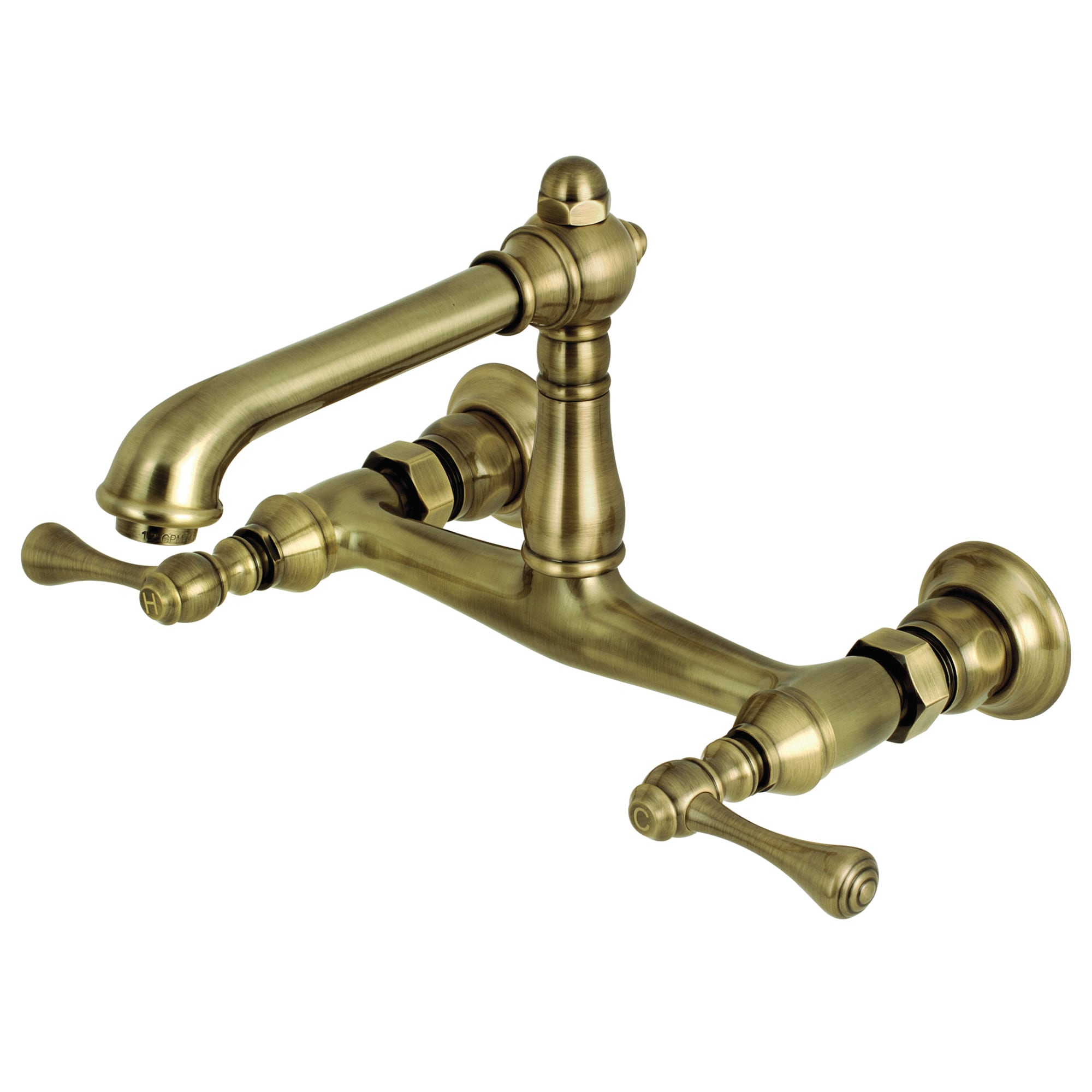 Kingston Brass English Country Antique Brass Wall-mount 2-Handle