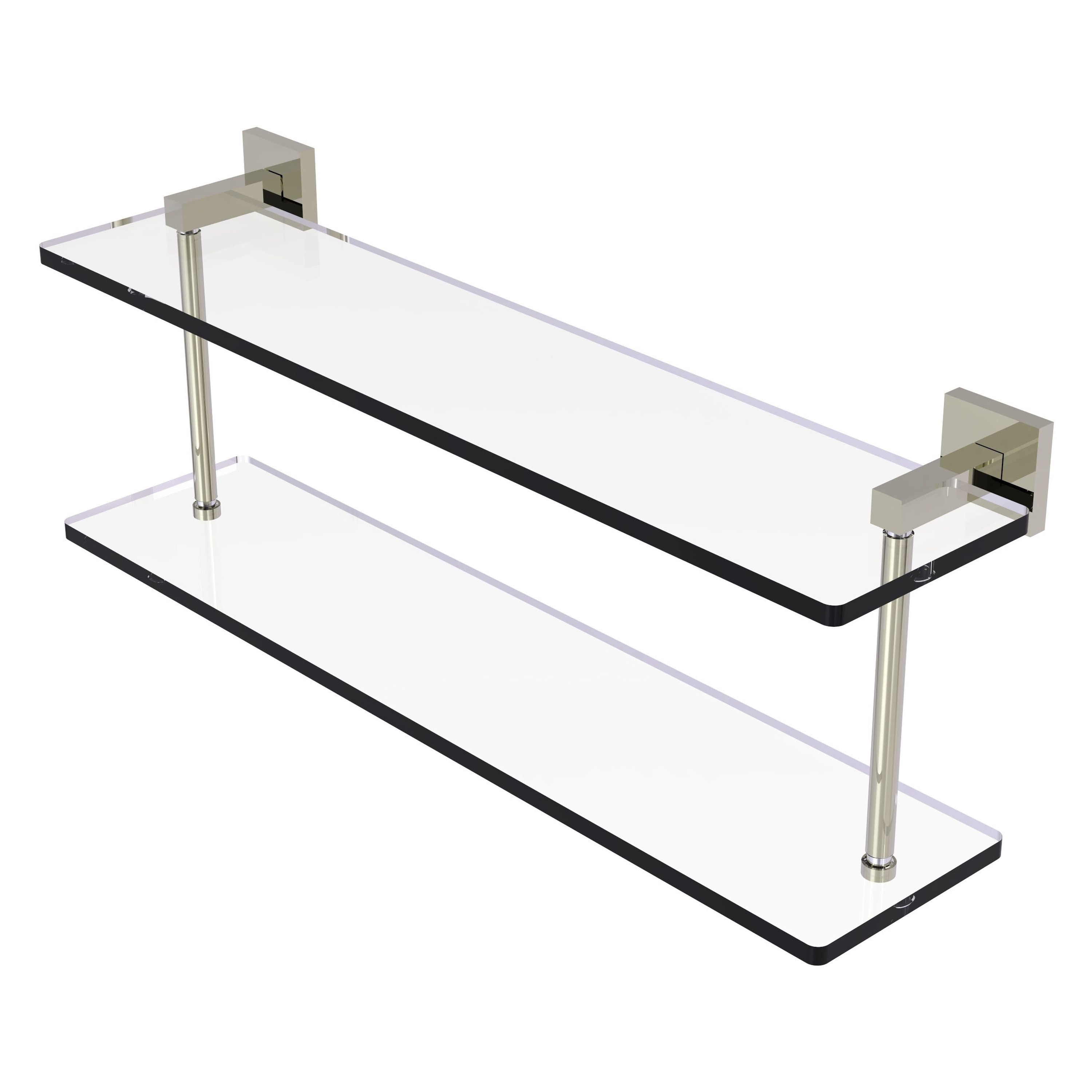 Allied Brass MT-2-22-PNI Montero Polished Nickel 2 -Tier Wall mount Bathroom Shelf ( 22-in x 8.3-in x 5-in )