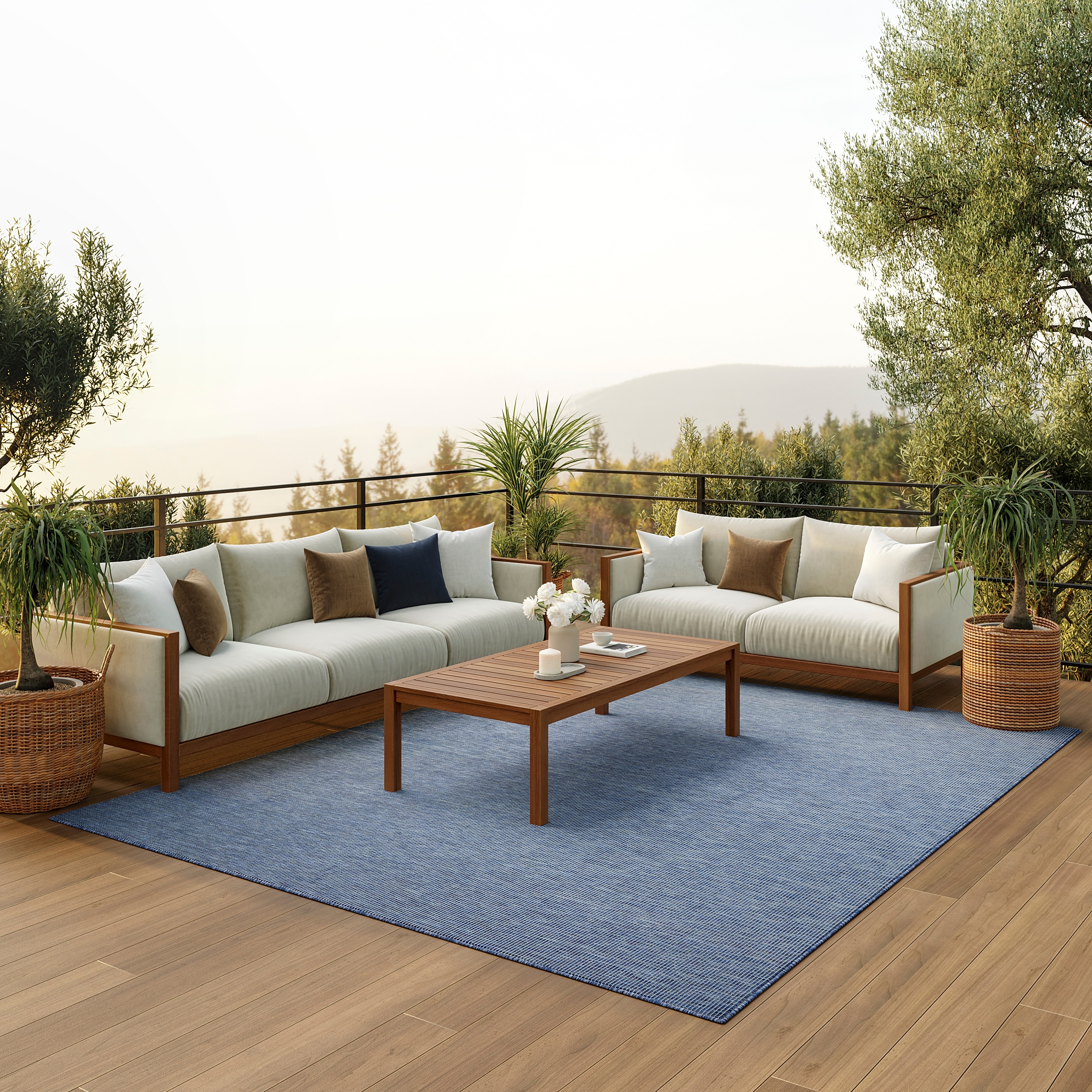 Nourison 99446792105 Positano 6 x 9 (ft) Loomed Polypropylene Navy Blue Rectangular Indoor/Outdoor Solid Area rug