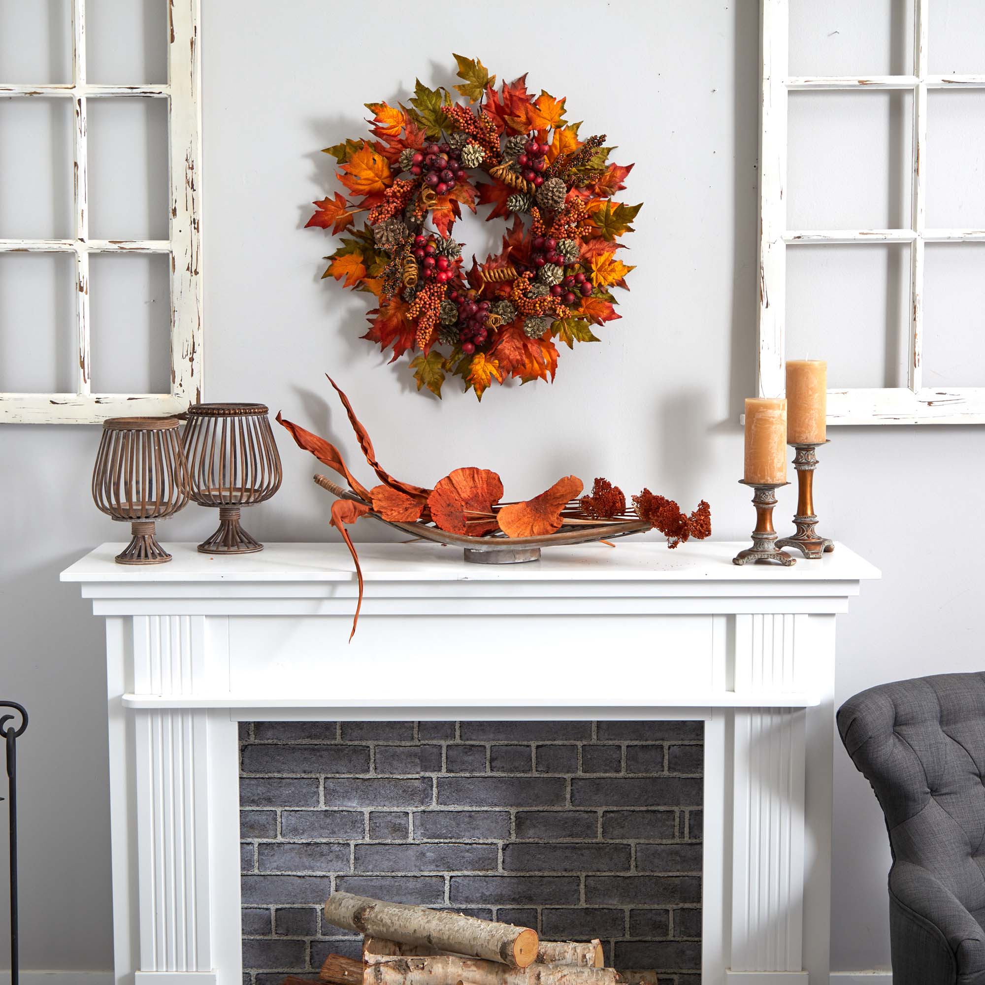 Nearly Natural 4810 Artificial-Thanksgiving-Wreaths - View #4
