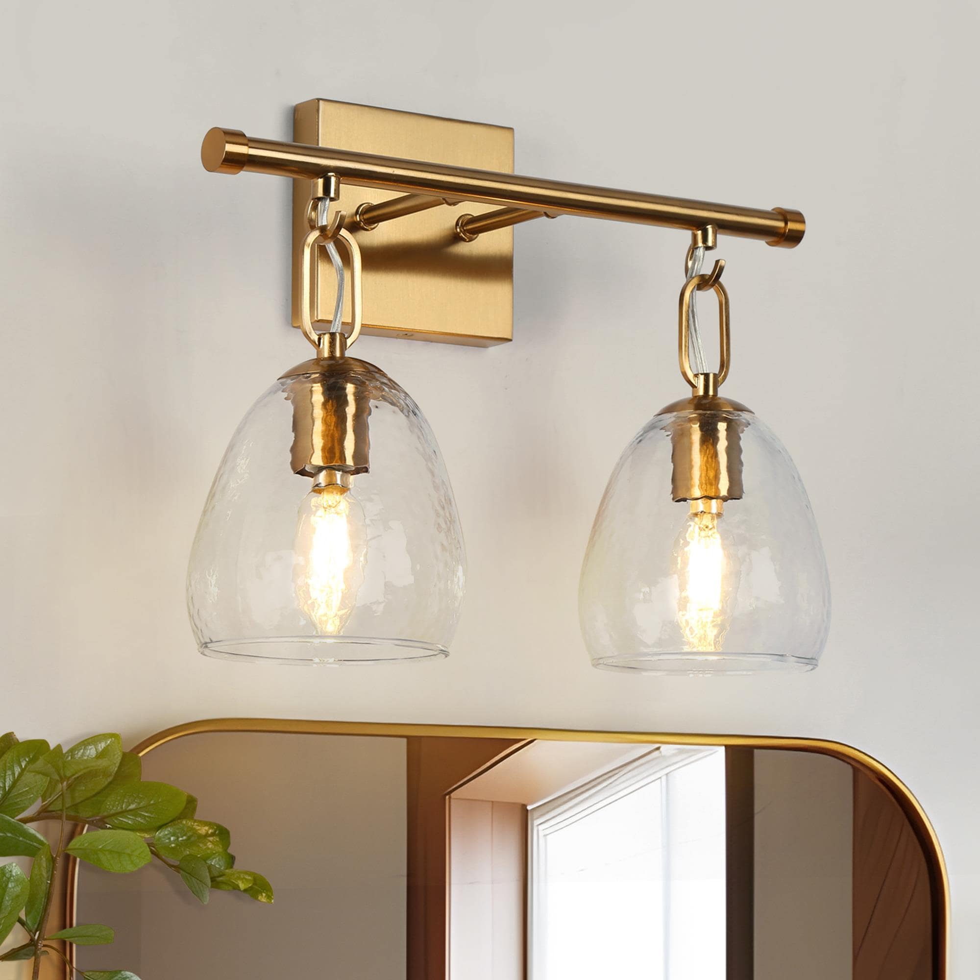 LNC LUJEQEN70W2I8C Blobfish 14-in 2 -Light Polished Gold Modern/contemporary Vanity light