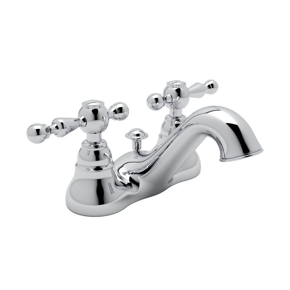 Rohl AC95L-APC-2 Country Bath Polished Chrome 4-in centerset 2-handle Low-arc Residential Handle Bathroom Sink Faucet