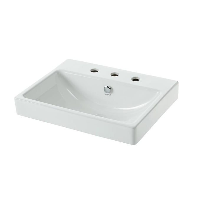 Jacuzzi Anna Farmhouse White Drop In, White Drop In Rectangular Bathroom Sink With Overflow