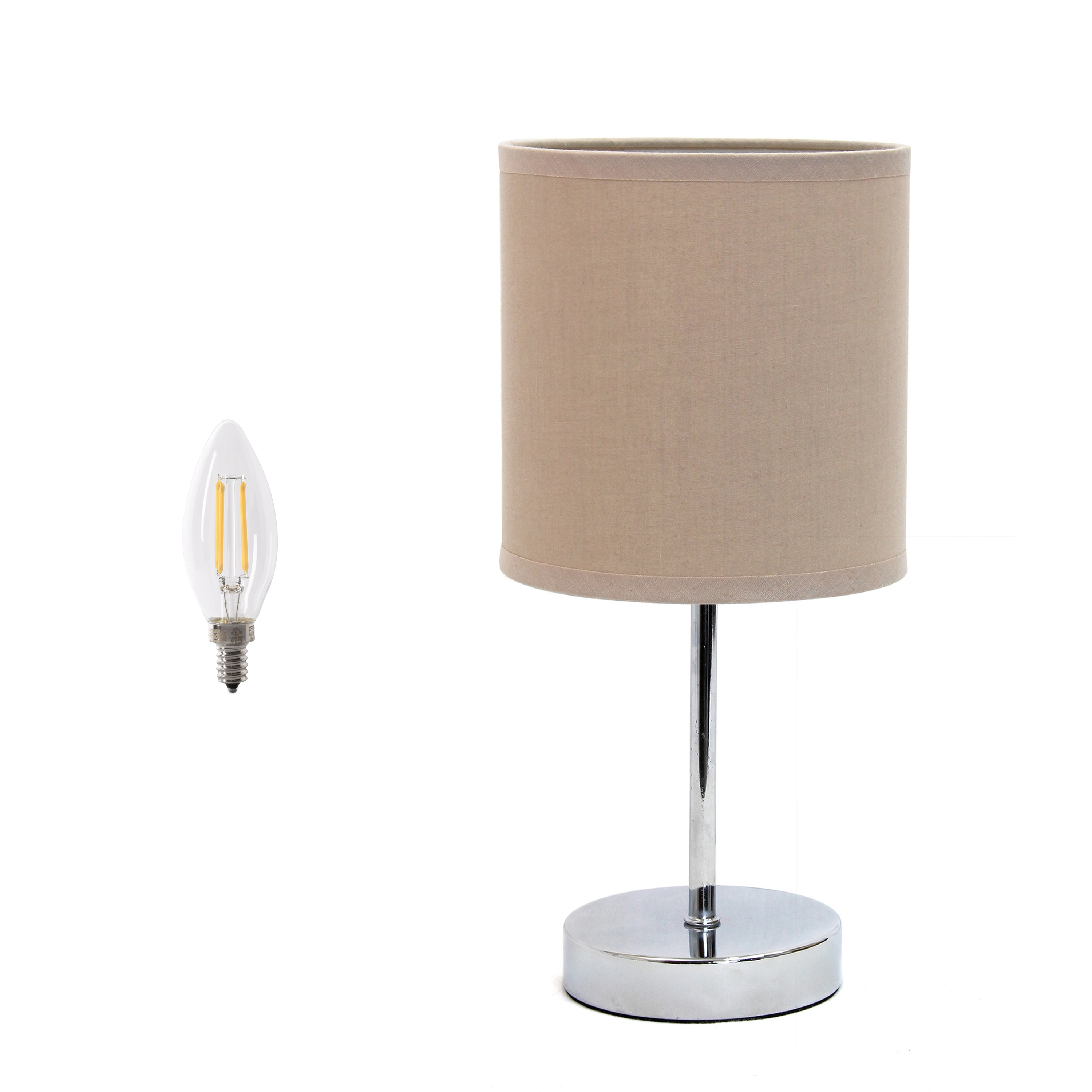 Creekwood Home CWT-2003-GY-LB Nauru 11.81-in Brushed Nickel/Gray LED Rotary socket Table Lamp with Fabric Shade