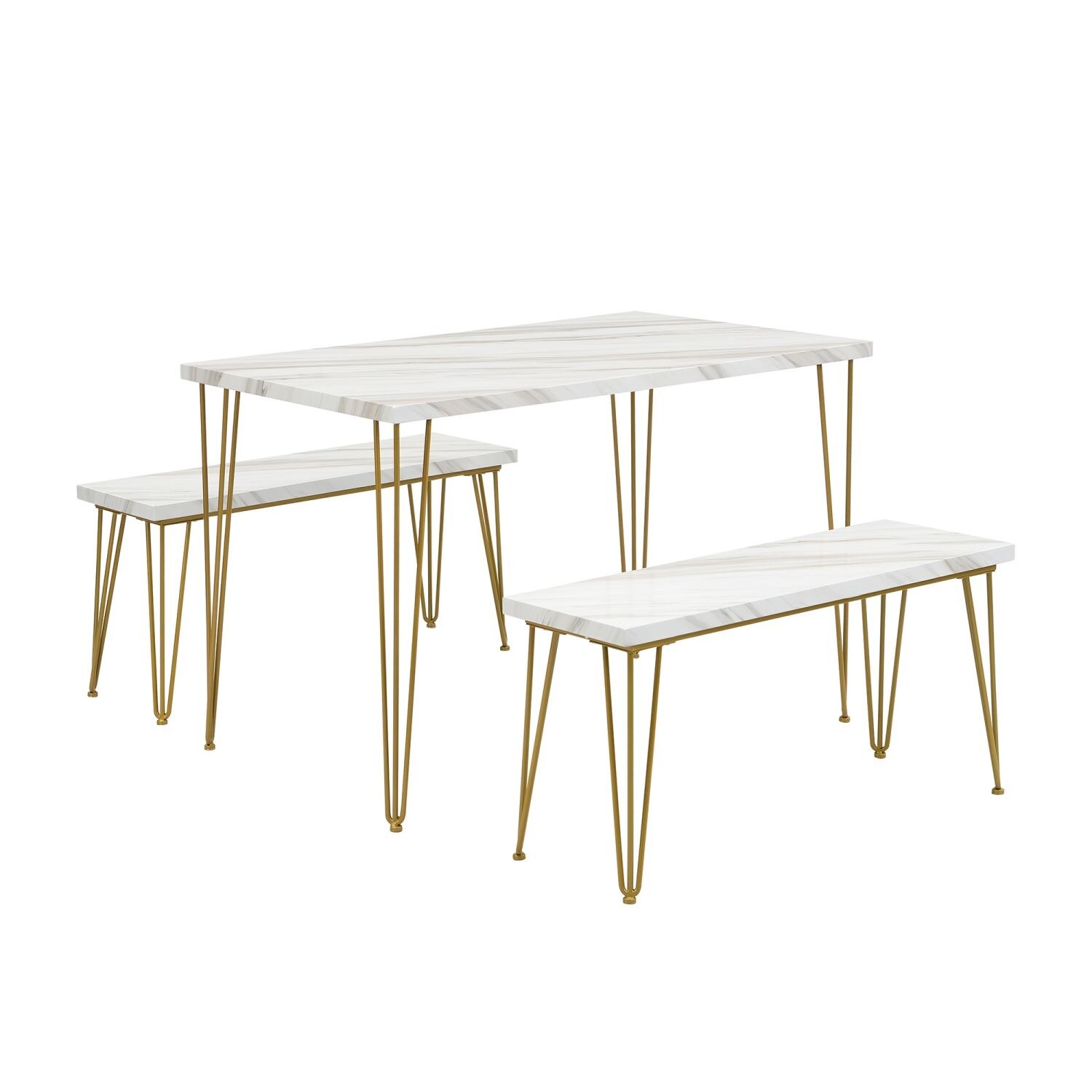 JASMODER WF287063AAK Gold Contemporary/Modern Dining Room Set with Rectangular Table (Seats 4)