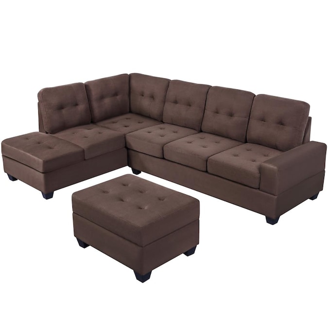 Boyel Living 3 Piece Sectional Sofa Set, Chaise Sectional Sofa With Storage Ottoman