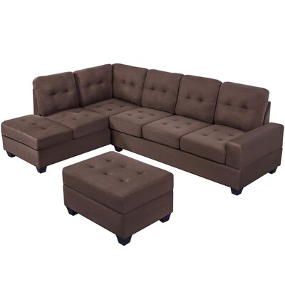 Boyel Living 3 Piece Sectional Sofa Set, 3pc Sectional Sofa Set With Ottoman