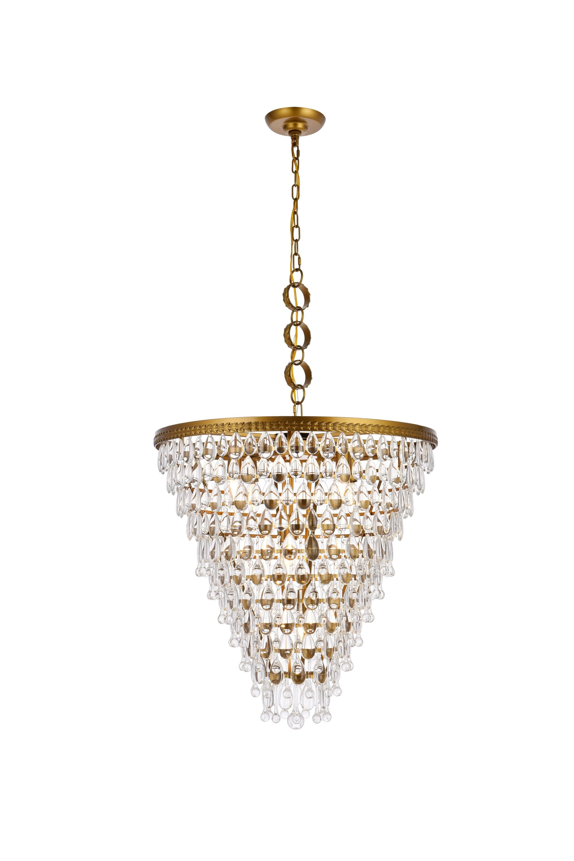 Elegant Decor HF3657D24BRRC Home Furnishing 7 -Light Brass Modern/contemporary For Use in Bathrooms, Bedrooms, Dining Rooms, Foyers, Kitchens, Living Rooms Chandelier