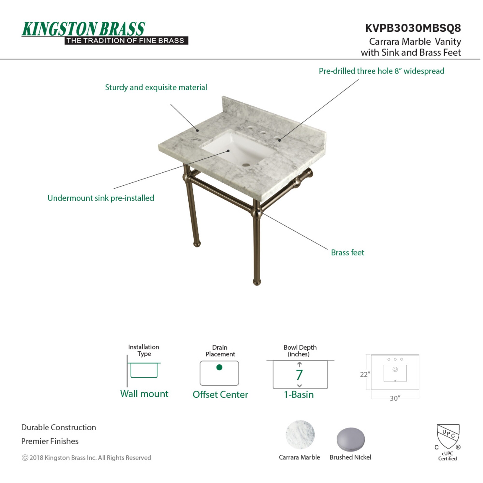 Kingston Brass UKVPB3030MBSQ8 Bath-Sink - View #3