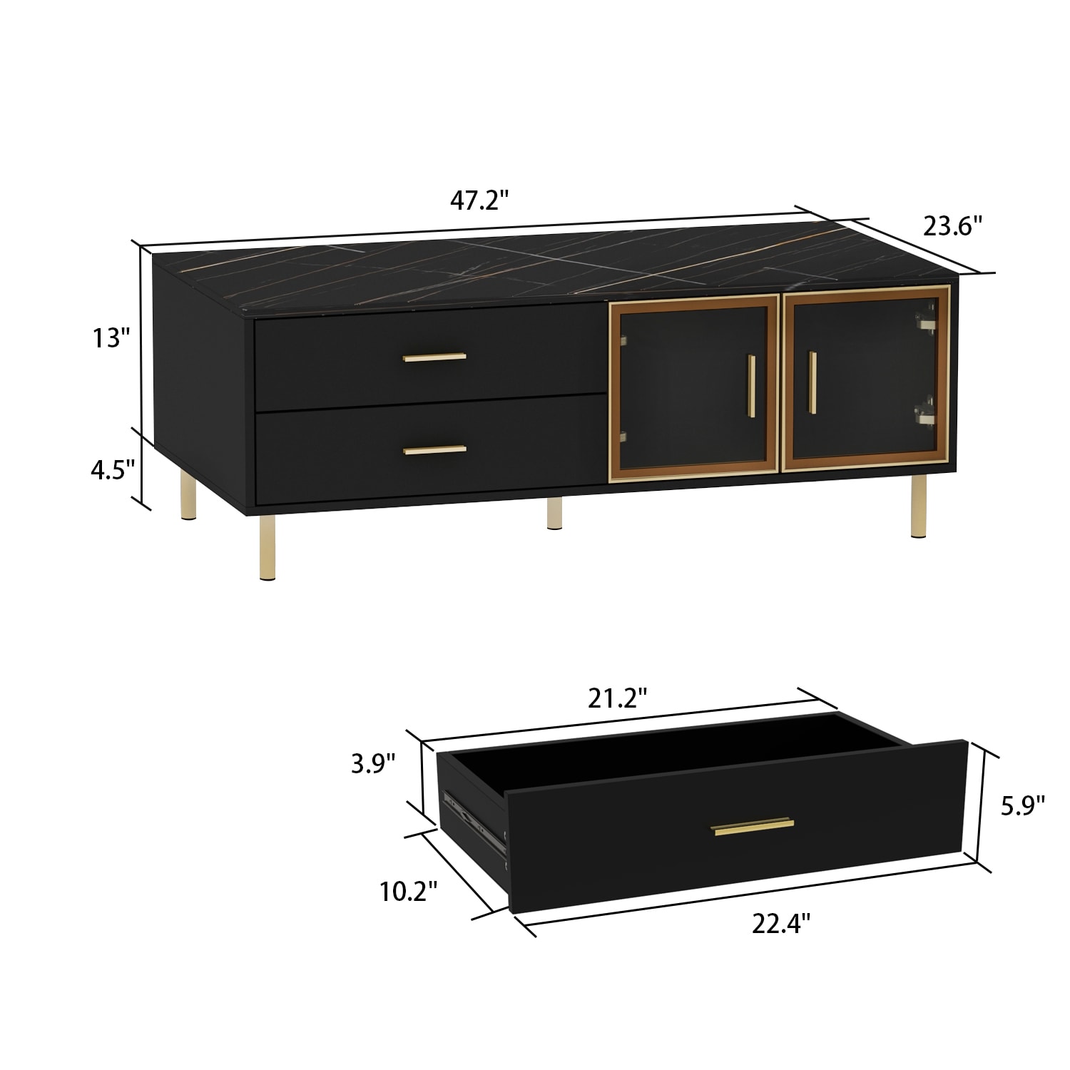 FUFU&GAGA Coffee Table With 2 Drawers at Lowes.com