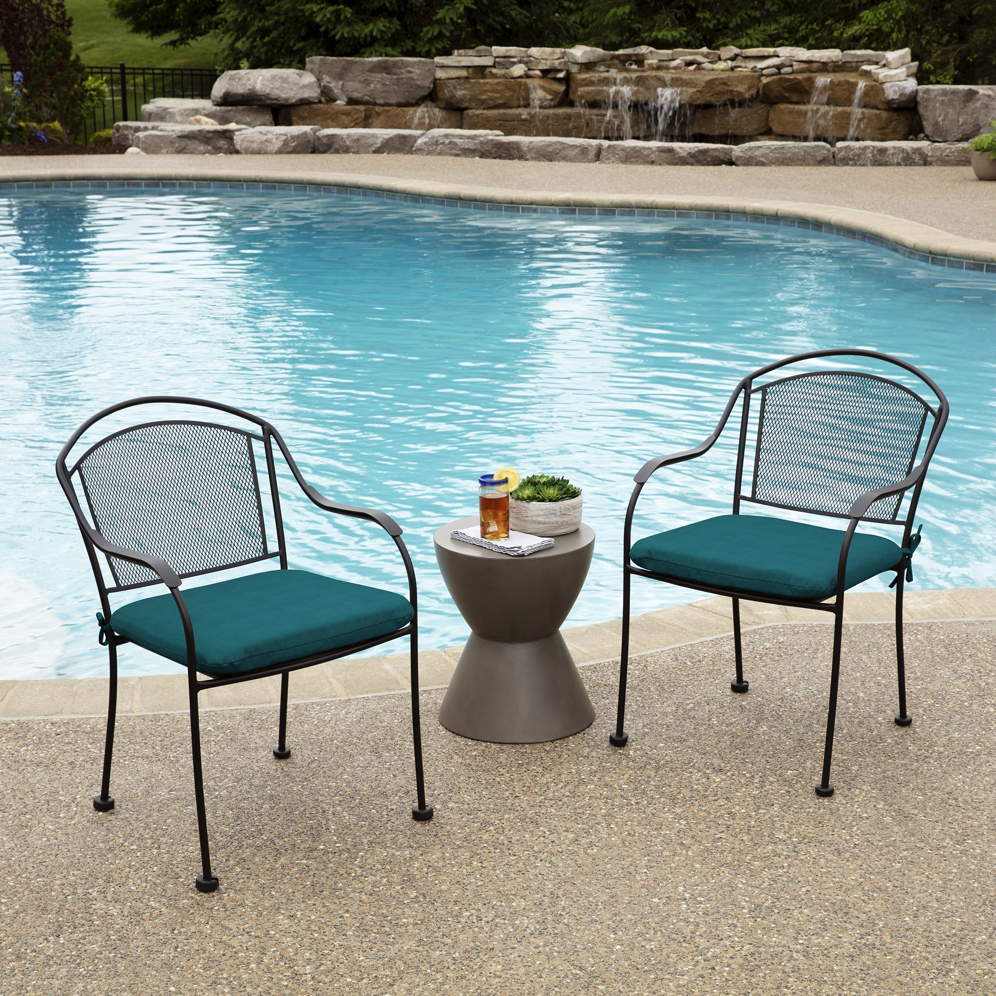 Kensington Garden 2pc 24x22 Solid Outdoor Seat And Back Chair Cushion Set  Teal : Target