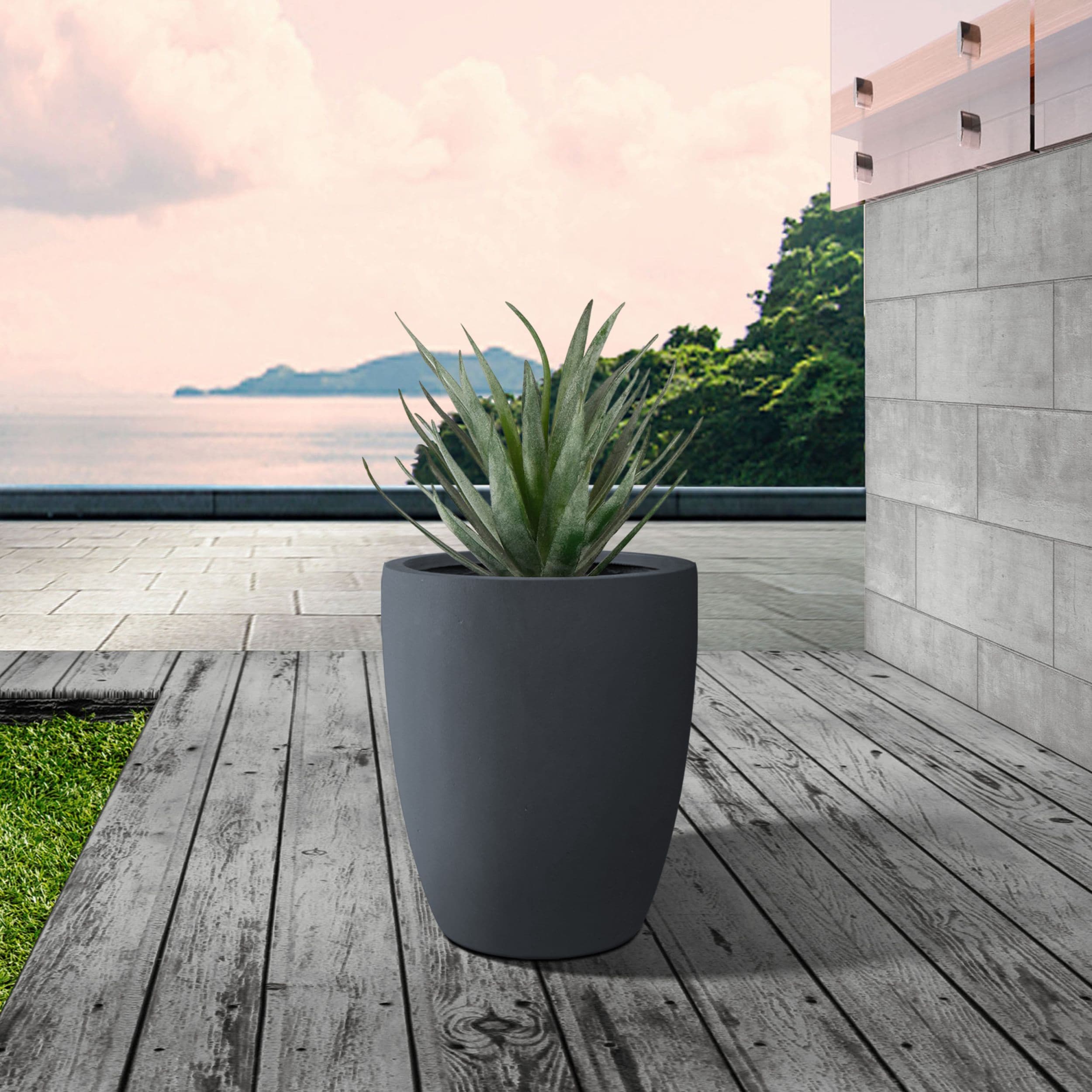 KANTE 13.78-in W x 18.11-in H Black Concrete Contemporary/Modern Indoor ...