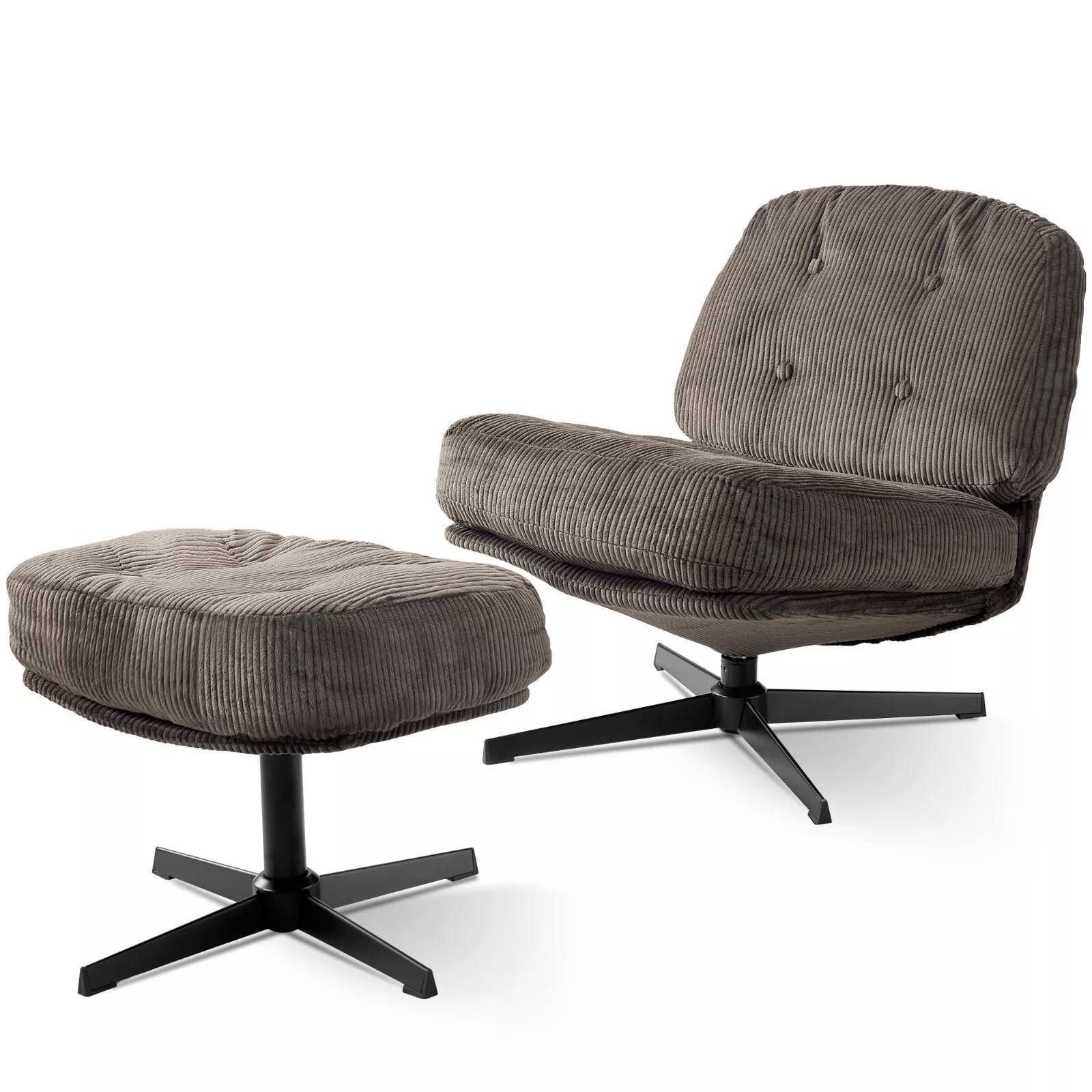 Upland US02N000064-00N17 Modern Gray Corduroy Swivel Accent Chair
