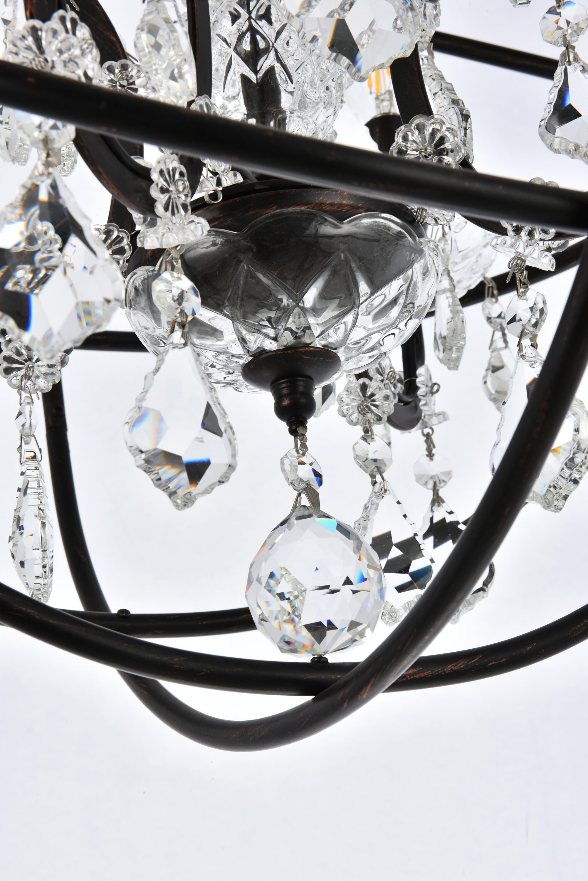 Geneva Dark Bronze 4-Light Pendant with Clear Crystal