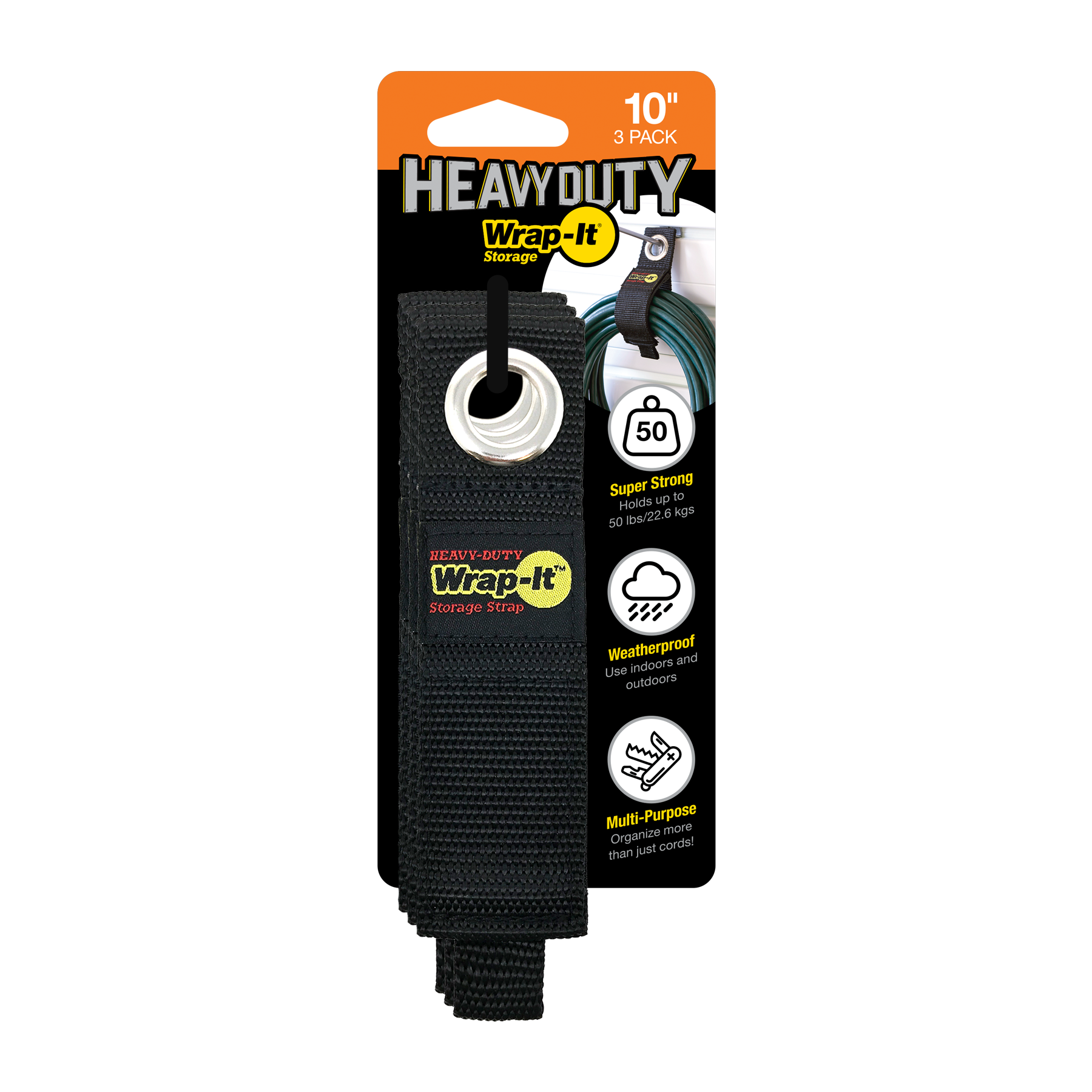 Wrap-It Heavy-Duty Straps and Extension Cord Organizers 10-in Black Hook  and Loop Fastener (3-Pack) in the Specialty Fasteners & Fastener Kits  department at