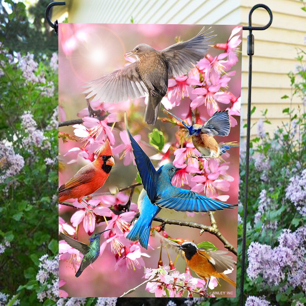 Spring Birds and Blossoms Double-Sided Garden Flag 18 x 12.5 Inch