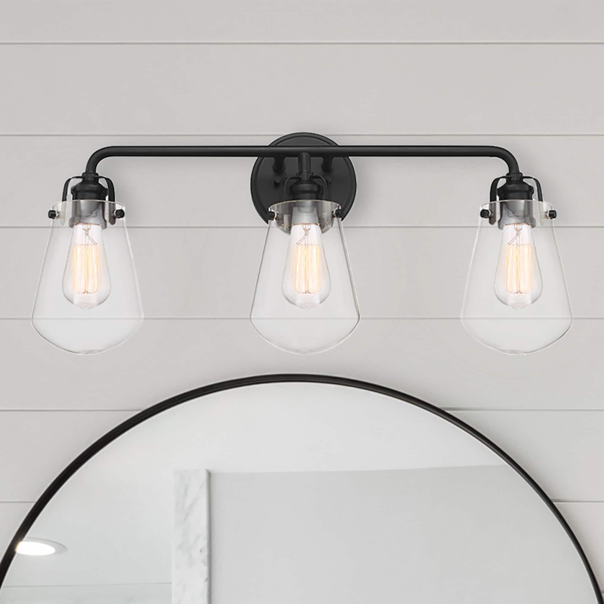 Designers Fountain Elliott 24-in 3 Light Matte Black Farmhouse Bathroom Vanity light