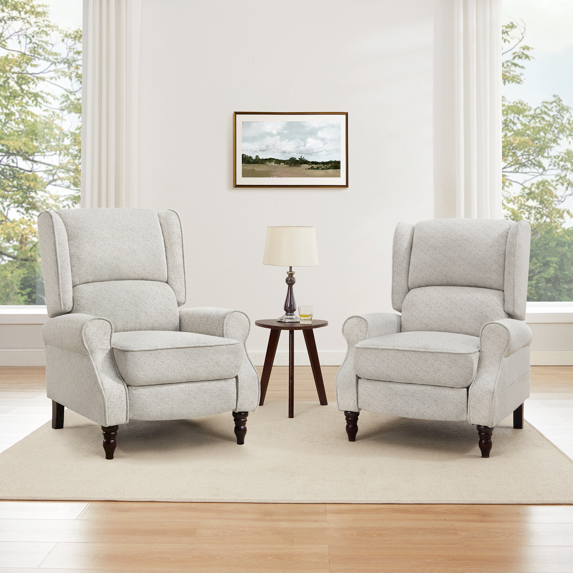 LUE BONA 2SN-007-05LS Herringbone Linen Linen Upholstered Tufted Recliner