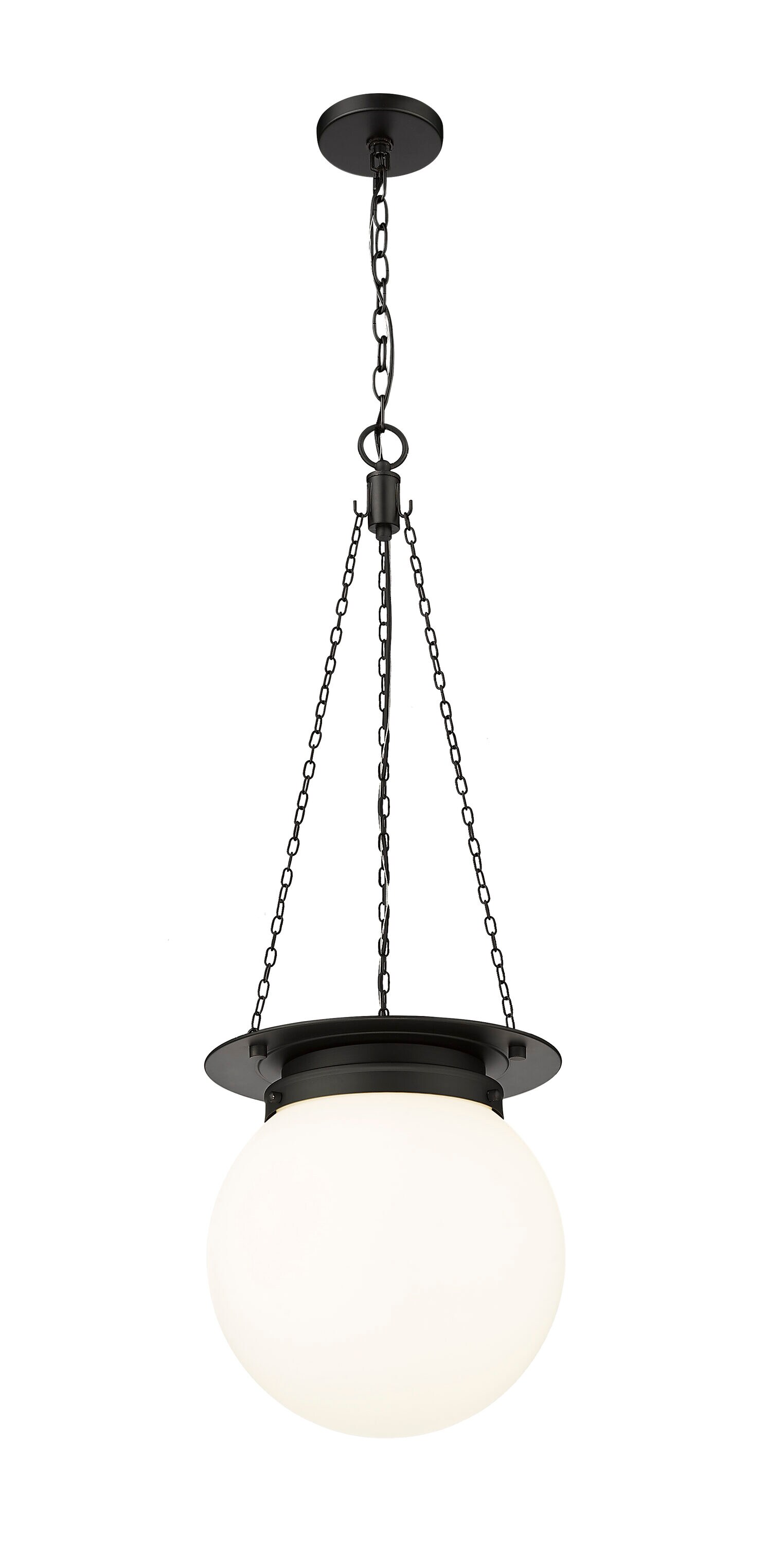 Calhoun Matte Black Steel and Glass Globe Pendant Light