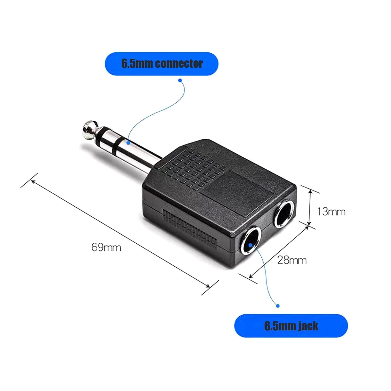 Etokfoks Audio Splitter 1 4 Inch TRS Stereo Adapter 6 35mm One Male to Two Female Jack 2 Piece Set for Instruments Mixers and Headphones #LETLA4DMN