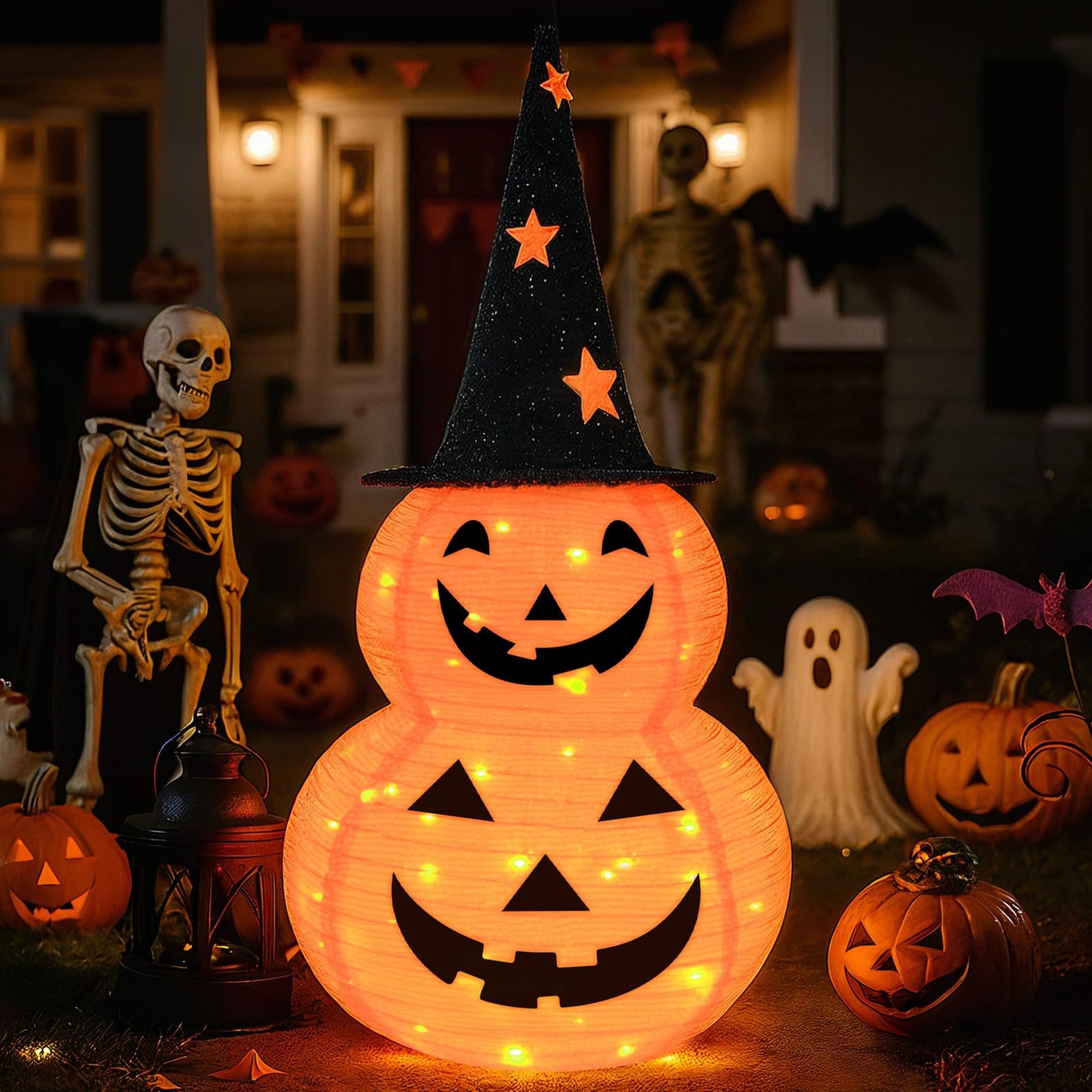 Numhew 36 x 20.4 x 36 in 3-Ft Pumpkin Lighted Halloween Decoration