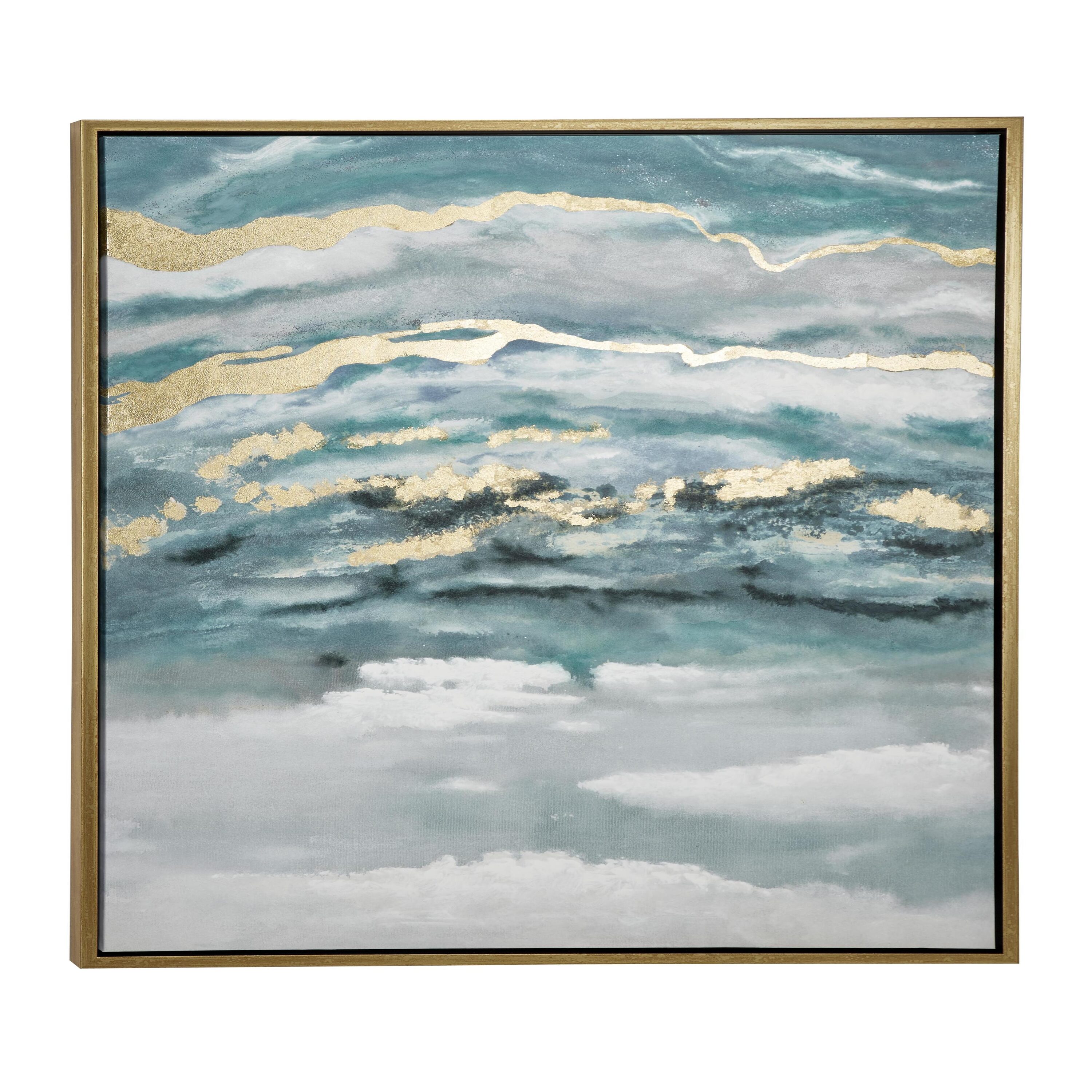 Blue and Gold Abstract Geode Canvas Wall Art