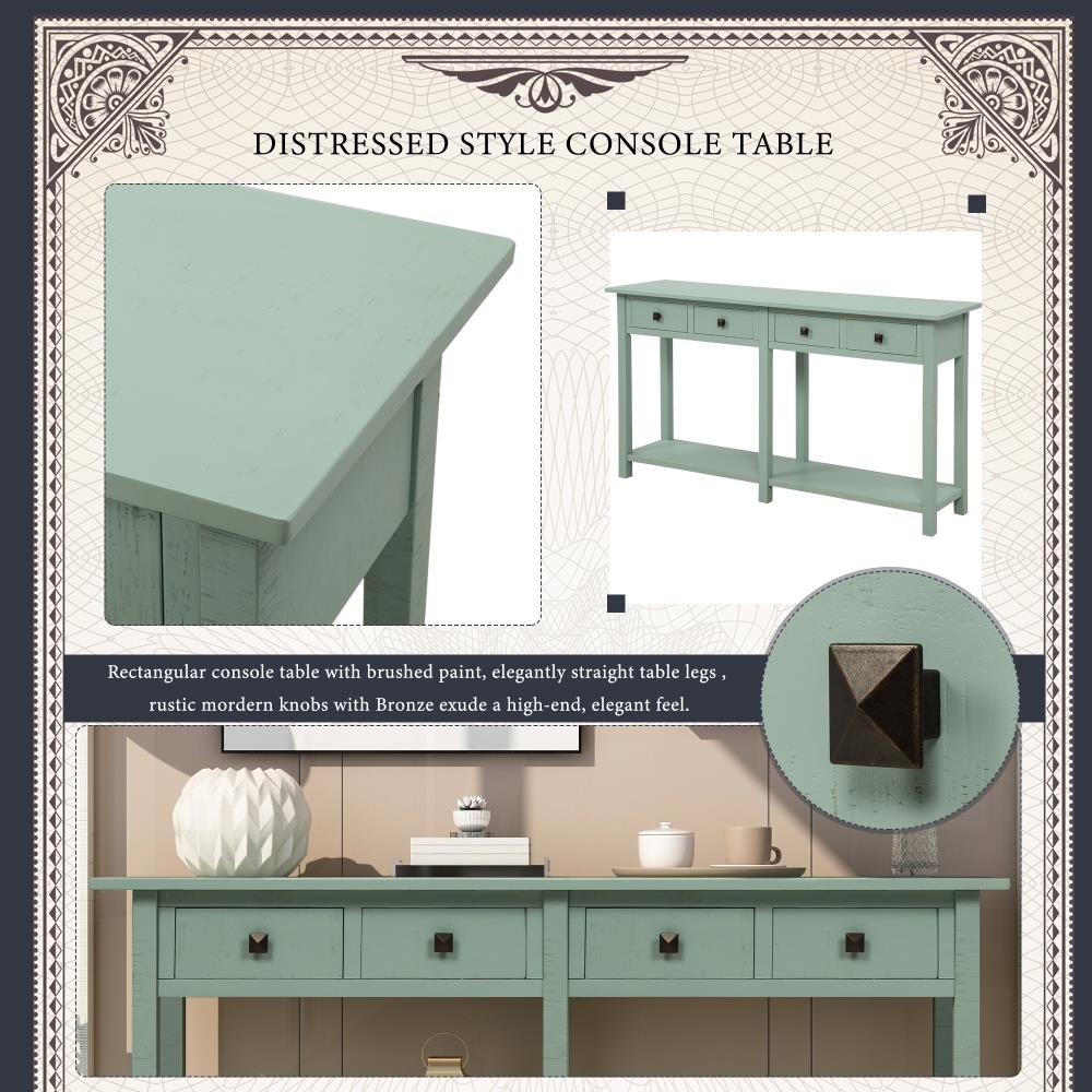 CASAINC Rustic Tiffany Blue Console Table at Lowes.com