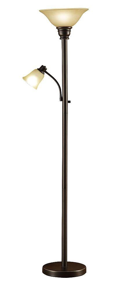 Light Floor Lamp With Glass Shade, Bronze Floor Lamp With Glass Shade
