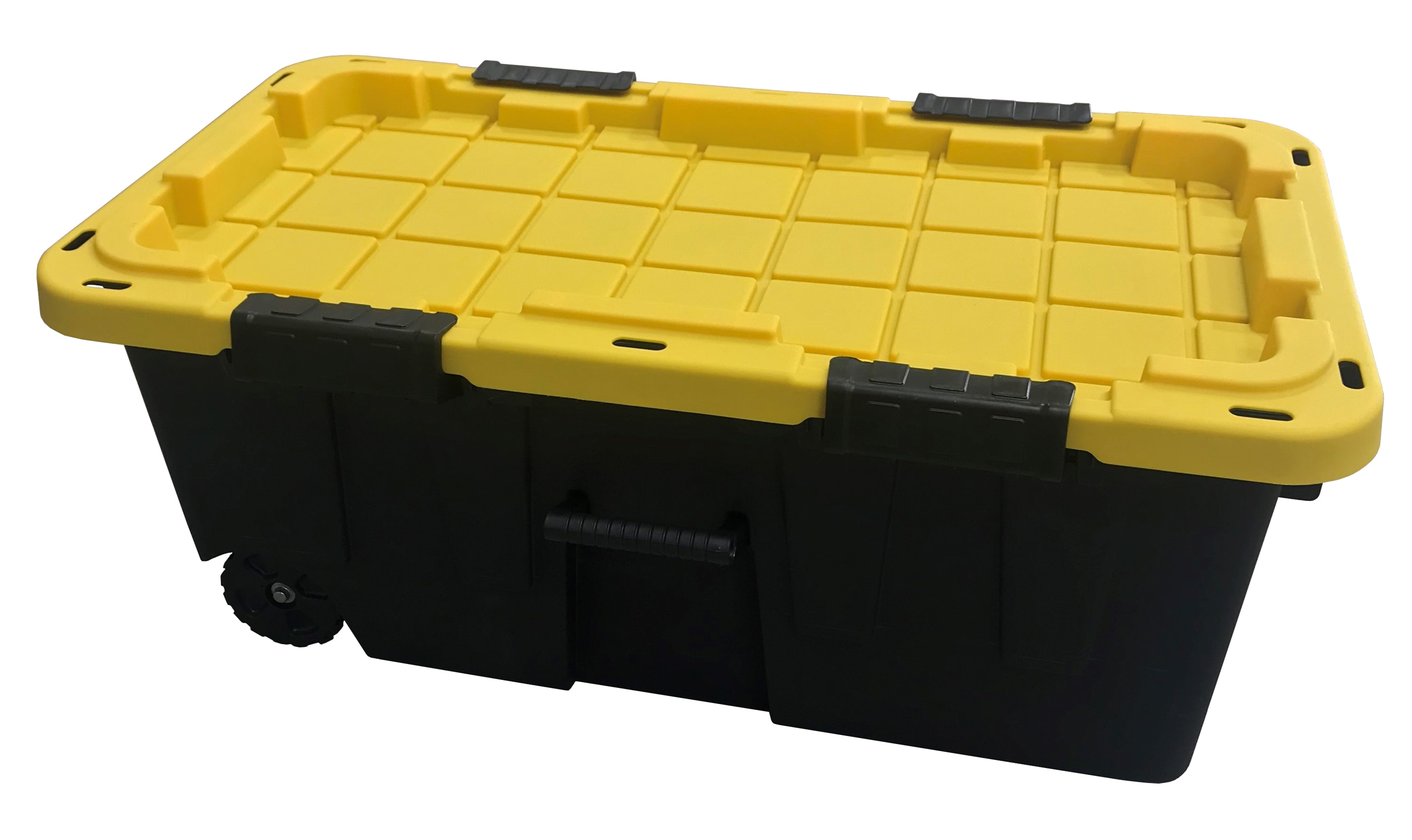 Tough Box 20GTBXBLKYW 20-Gallon Plastic Footlocker Storage Tote With Wheels  at Sutherlands
