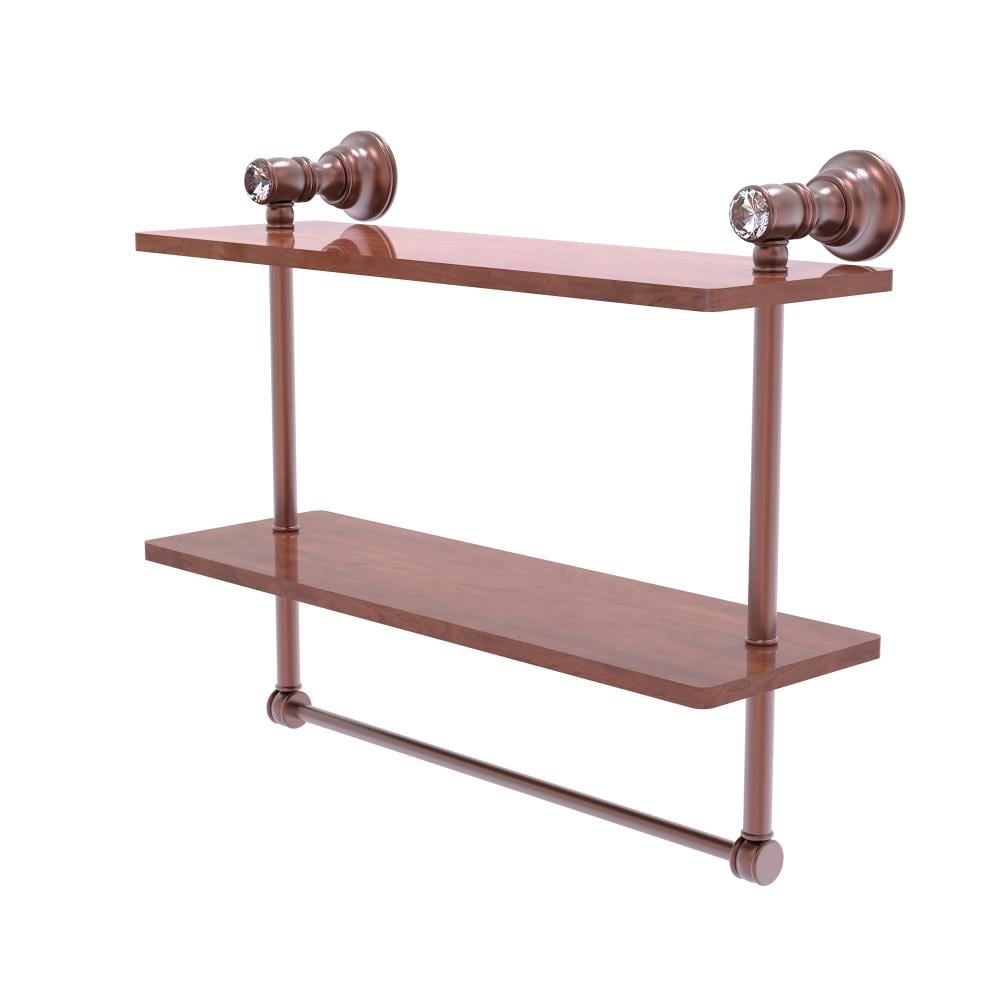 Allied Brass CC-2-16-TB-IRW-CA Carolina Crystal Antique Copper 2 -Tier Wall mount Bathroom Shelf ( 16-in x 9.5-in x 5-in )