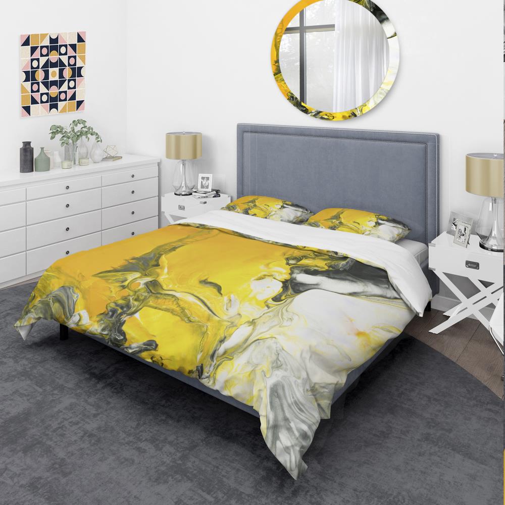 Designart BED19166-K N/AN/A 3 -Piece Yellow King Duvet cover Set