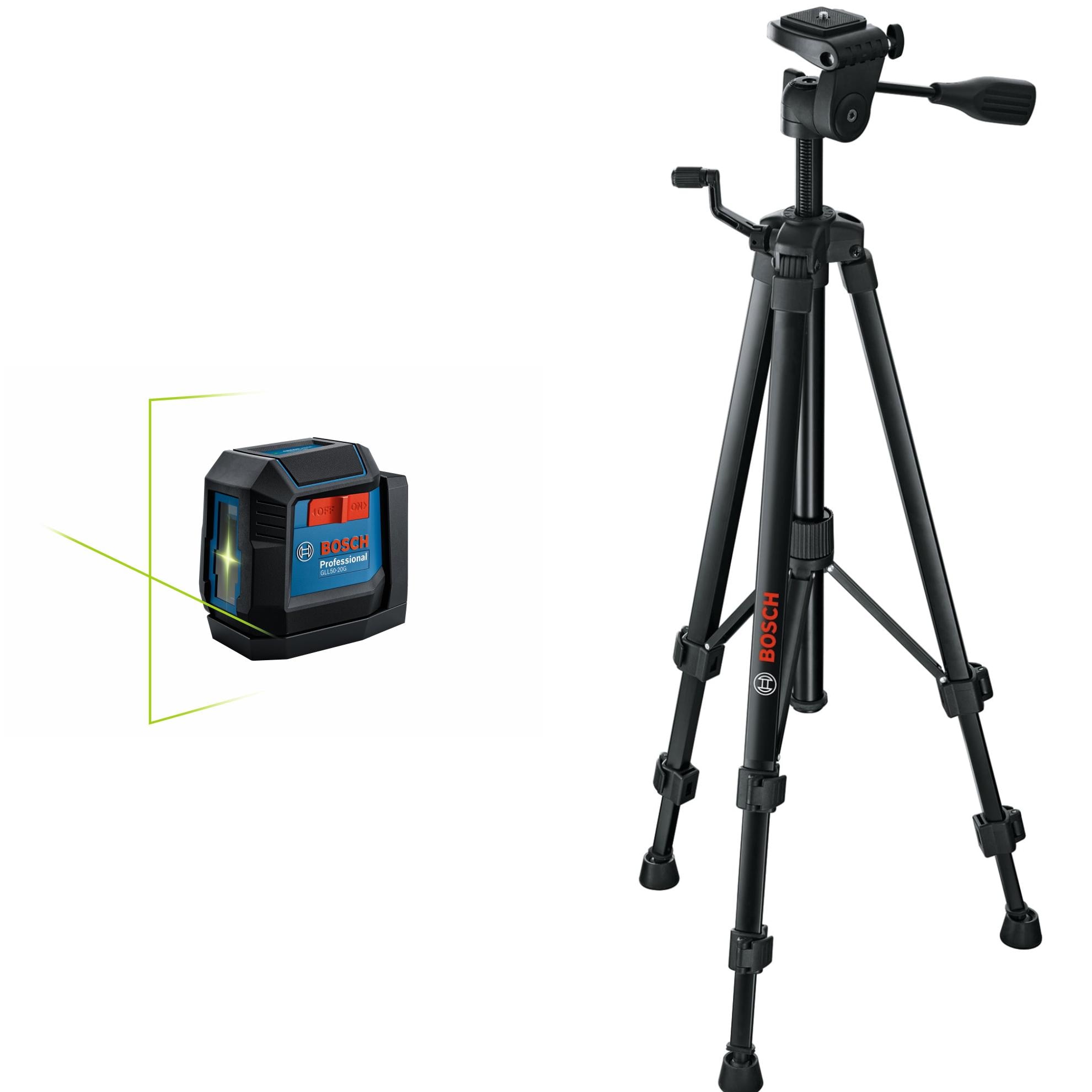 Bosch 60-ft Green Self-Leveling Cross-line Laser Level with Bosch 61-in extendable Aluminum Tripod